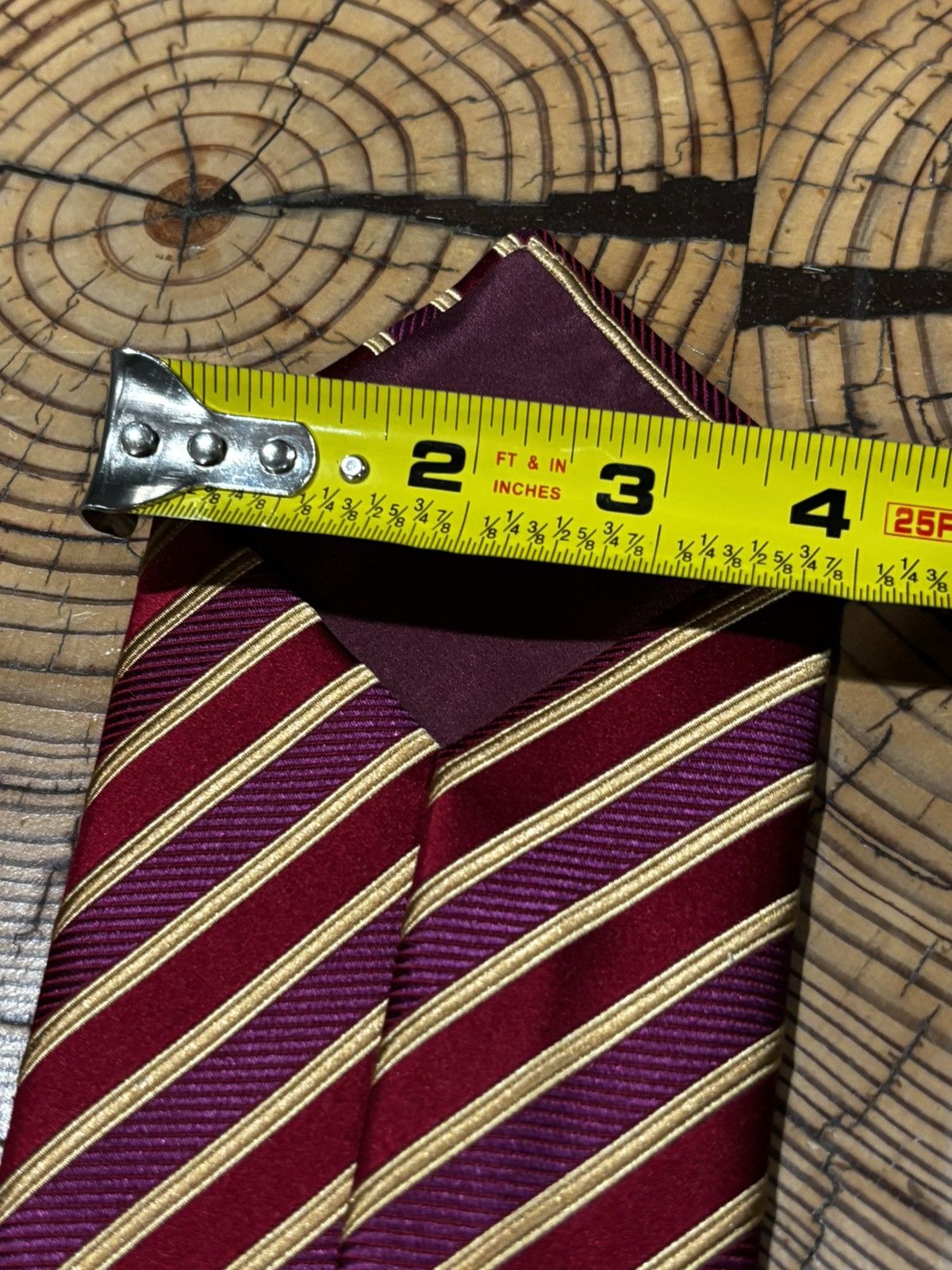 Charvet Charvet Paris Burgundy Gold Stripe Silk Tie Size ONE SIZE - 6 Thumbnail