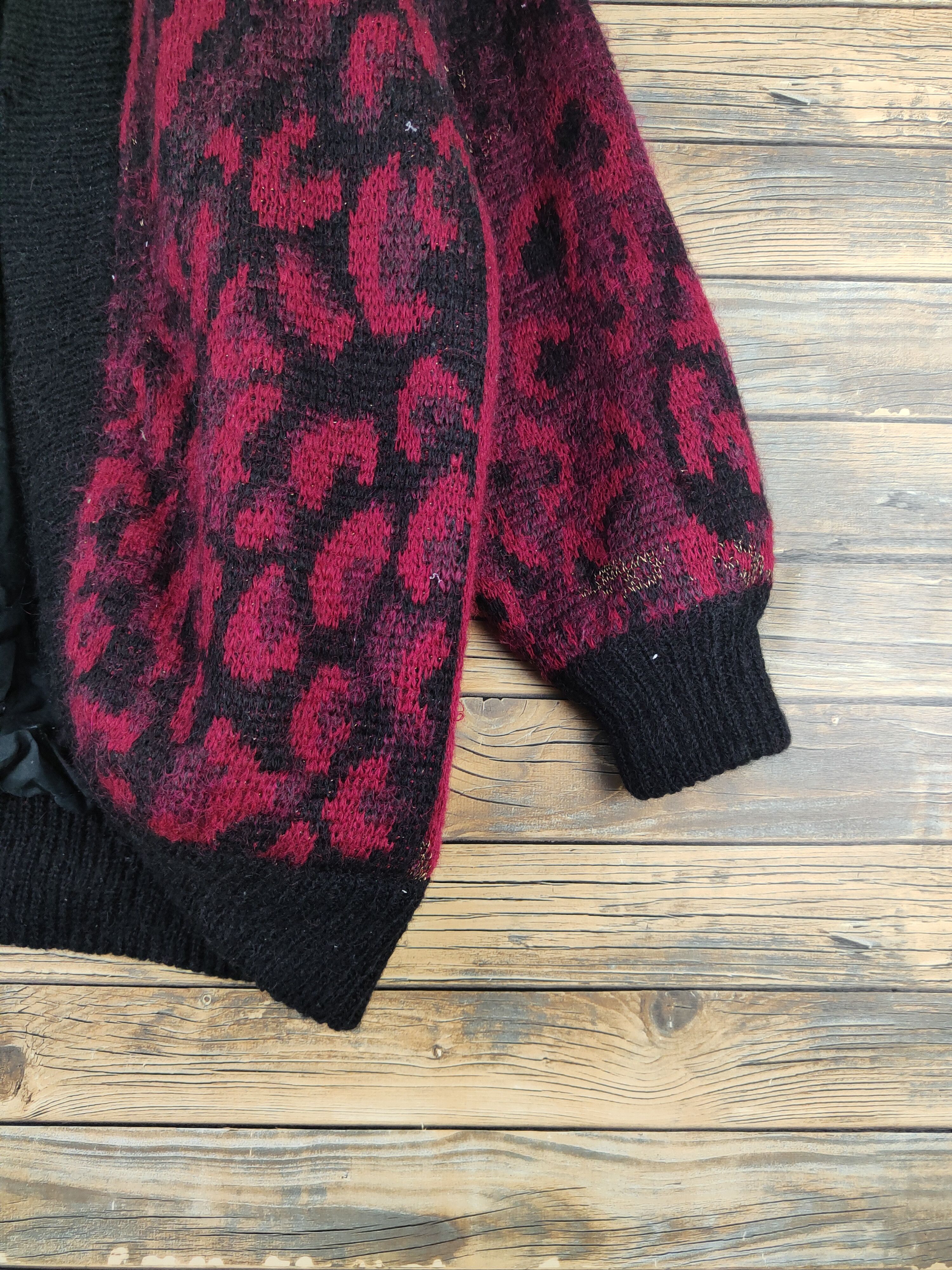 Aran Isles Knitwear Cokett Black Red Wool Knitwear Cardigan #W2105 Size L / US 10 / IT 46 - 7 Thumbnail