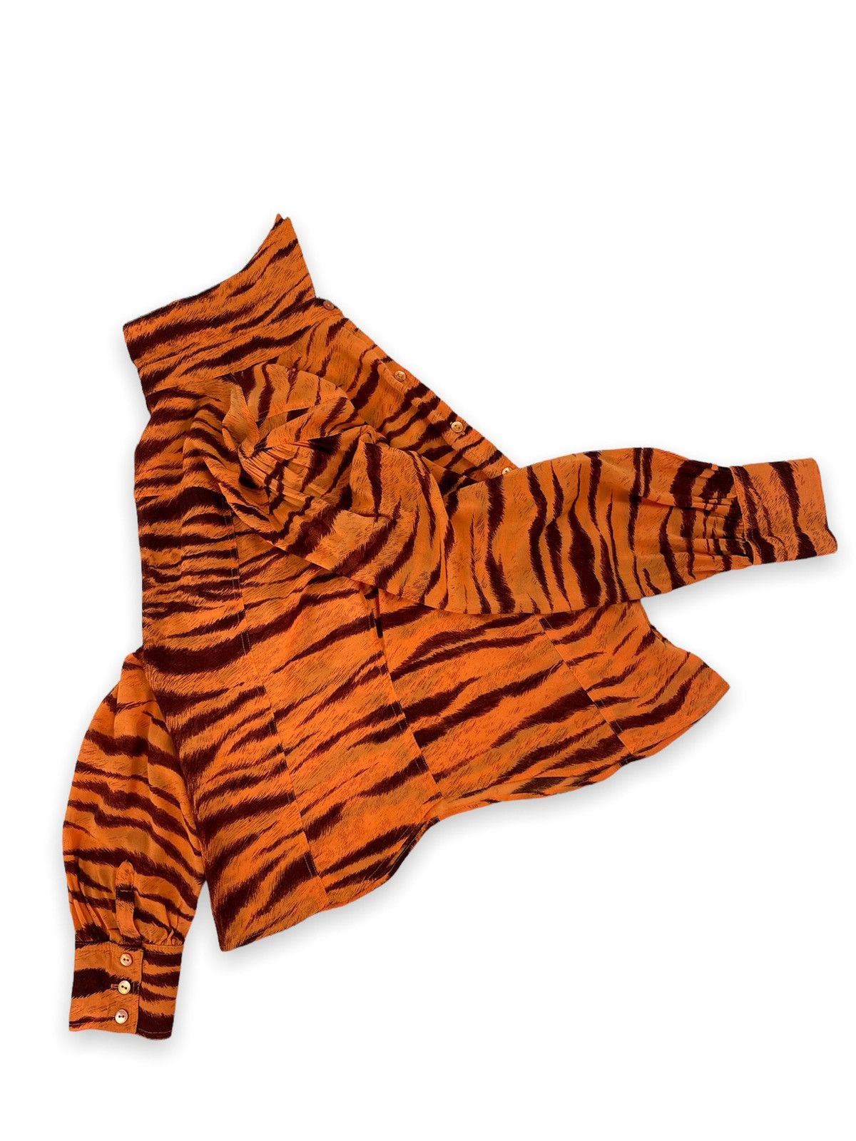 Boutique Moschino × Love Moschino × Moschino VTG 90’s Leopard Print Zebra Animal Long Sleeve Shirt Blouse Top Size XL / US 12-14 / IT 48-50 - 4 Thumbnail