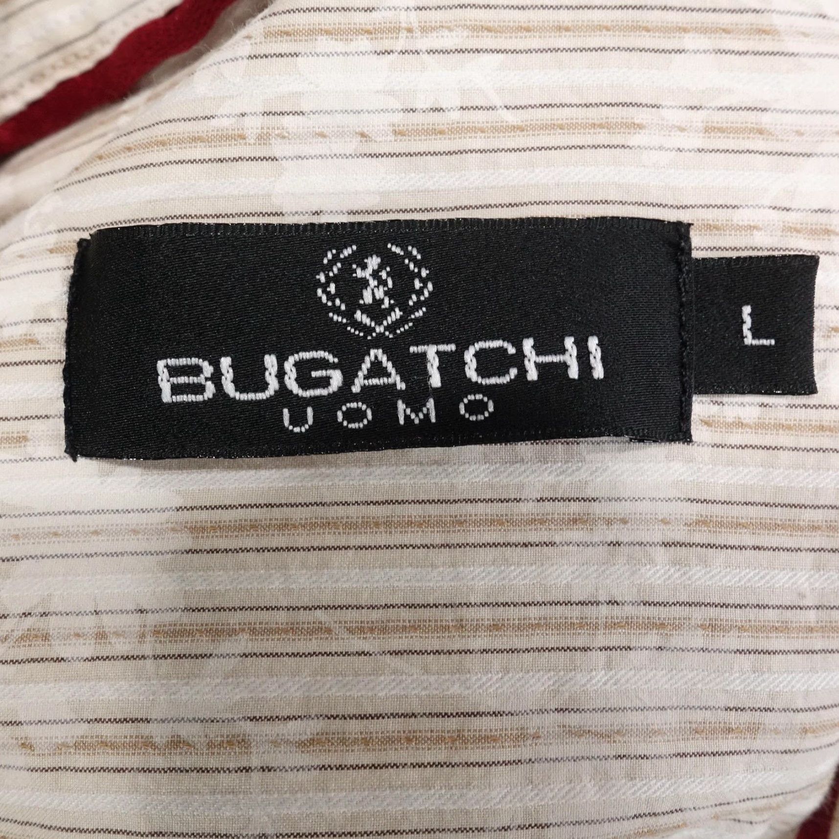 BUGATCHI Bugatchi Uomo Button-Up Shirt Mens L Beige Striped Cotton Long Sleeve Casual Size US L / EU 52-54 / 3 - 6 Thumbnail