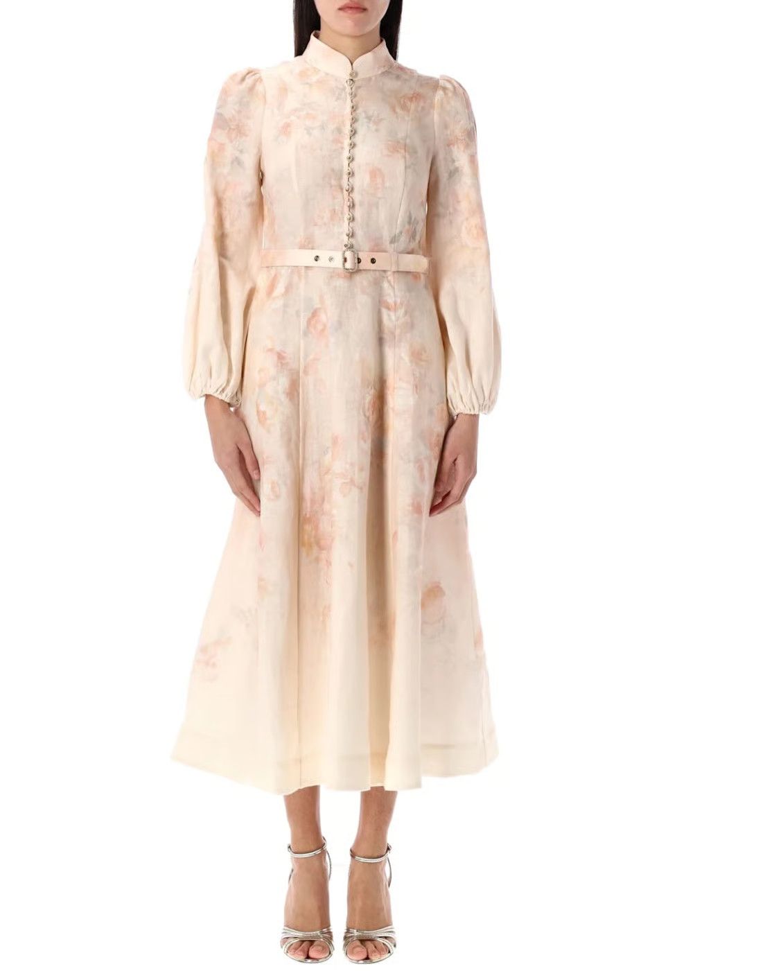 Zimmermann oc11z0226 Crush Buttoned Midi Dress In Multicolor Size L / US 10 / IT 46 - 2 Thumbnail