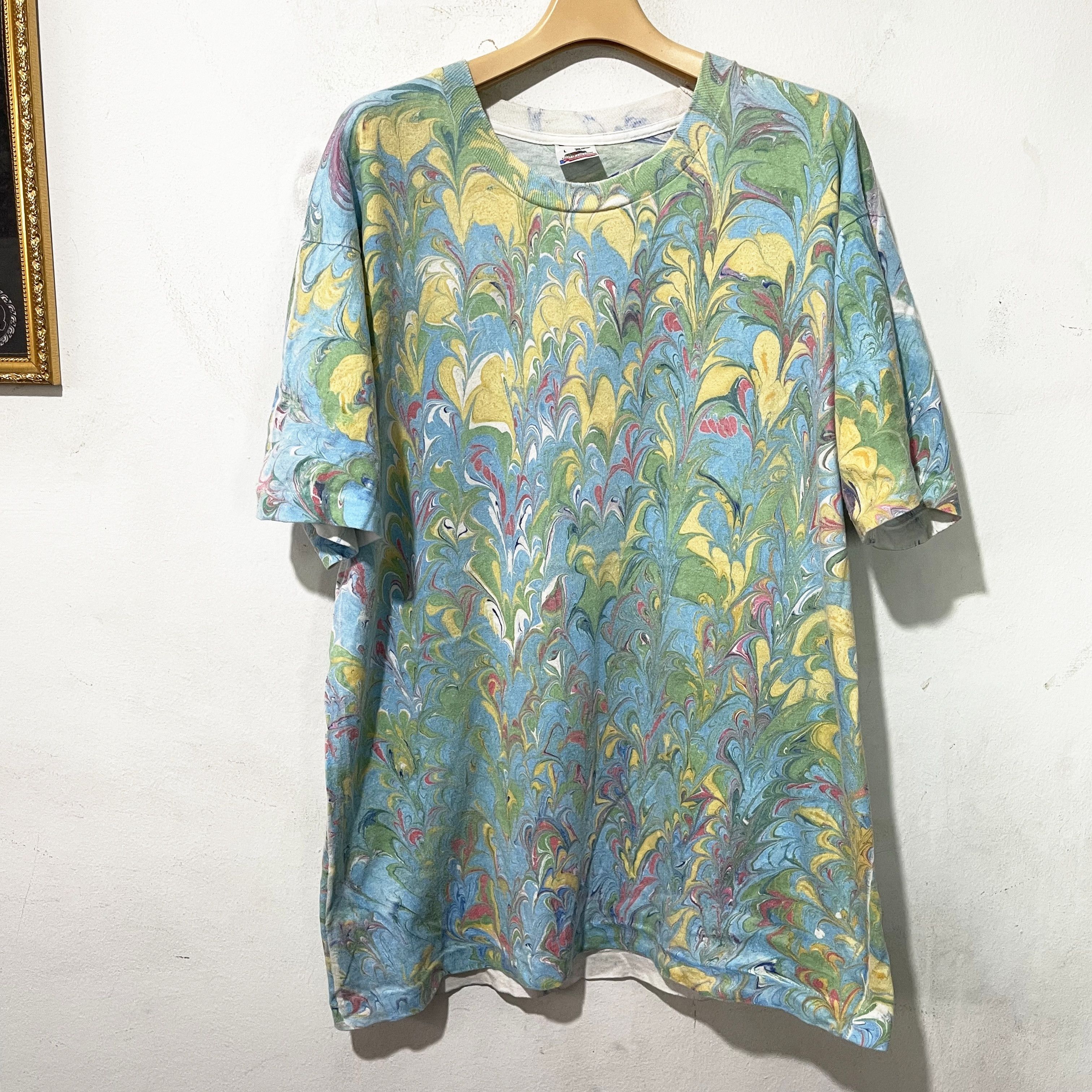 Vintage Vintage 90s Marble Psychedelic Shirt Size US L / EU 52-54 / 3 - 1 Thumbnail