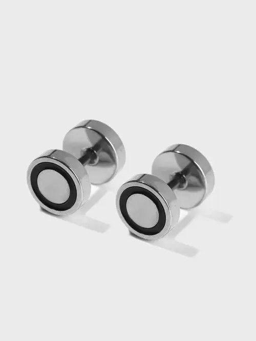Sterling Silver Simple Men Stainless Steel Earrings Size ONE SIZE - 1 Thumbnail