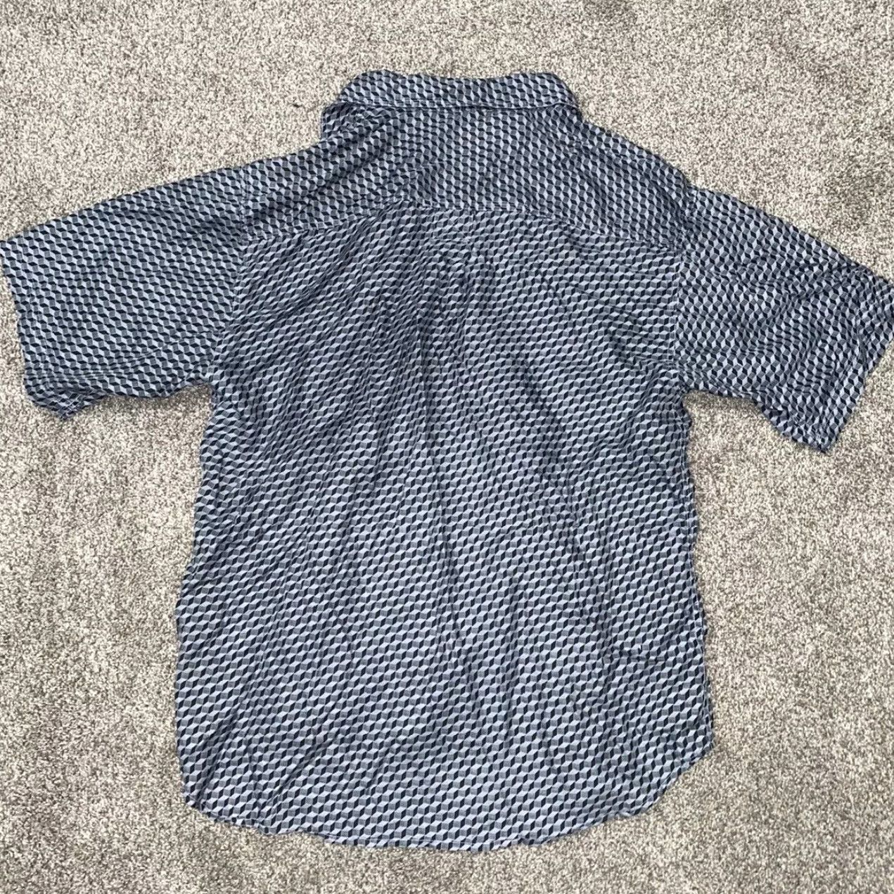 Vintage Robert Louis Mens Button-Up Silk Geometric Short Sleeve Shirt Sz L Blue Size US L / EU 52-54 / 3 - 3 Thumbnail