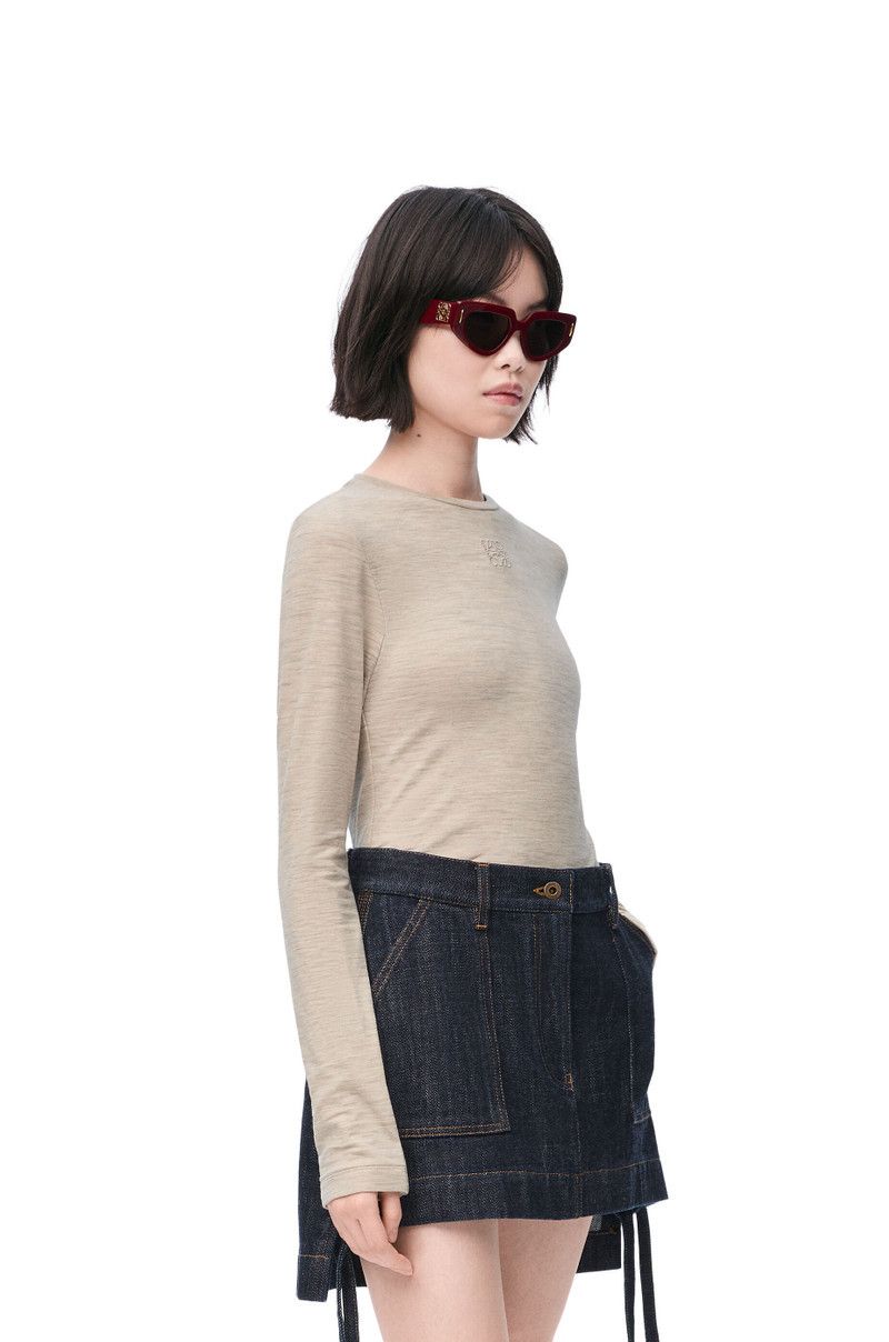 Loewe o1in1g0426 Long Sleeve Top in Stretch Wool in Multicolor Size XL / US 12-14 / IT 48-50 - 3 Thumbnail