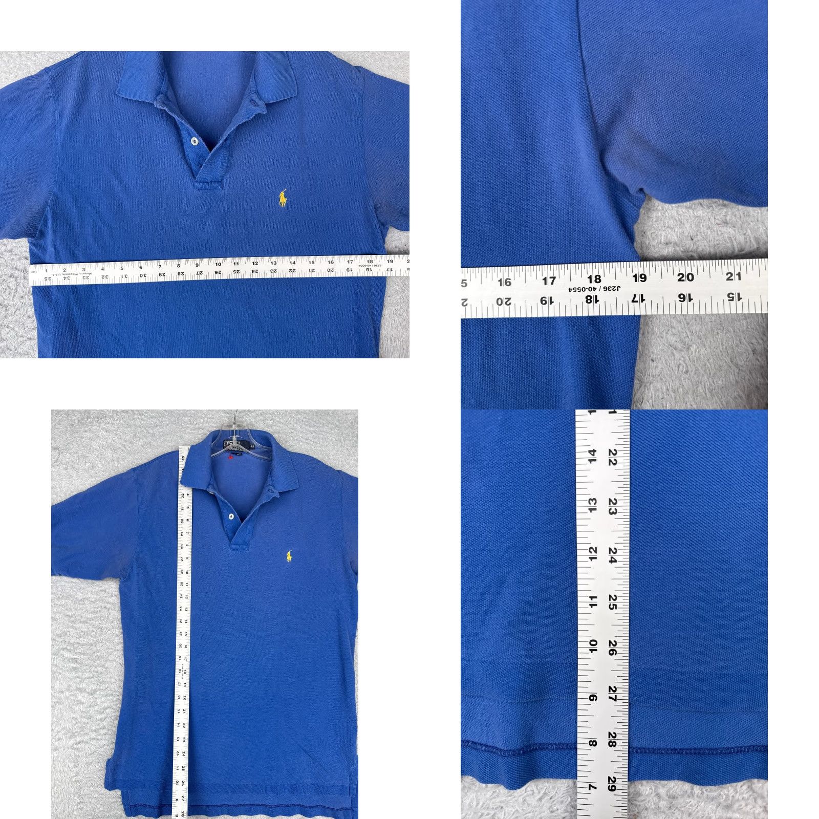 Ralph Lauren VINTAGE Ralph Lauren Polo Shirt Men Medium Blue 100% Cotton Short Sleeve Slim Fit Embroidered Logo 34 in Chest Size US M / EU 48-50 / 2 - 8 Thumbnail