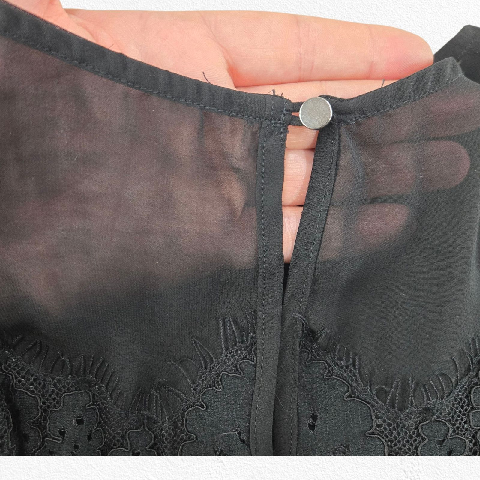 Anthropologie Meadow Rue Black Lace Peplum Tank Top Size Medium Size M / US 6-8 / IT 42-44 - 7 Thumbnail