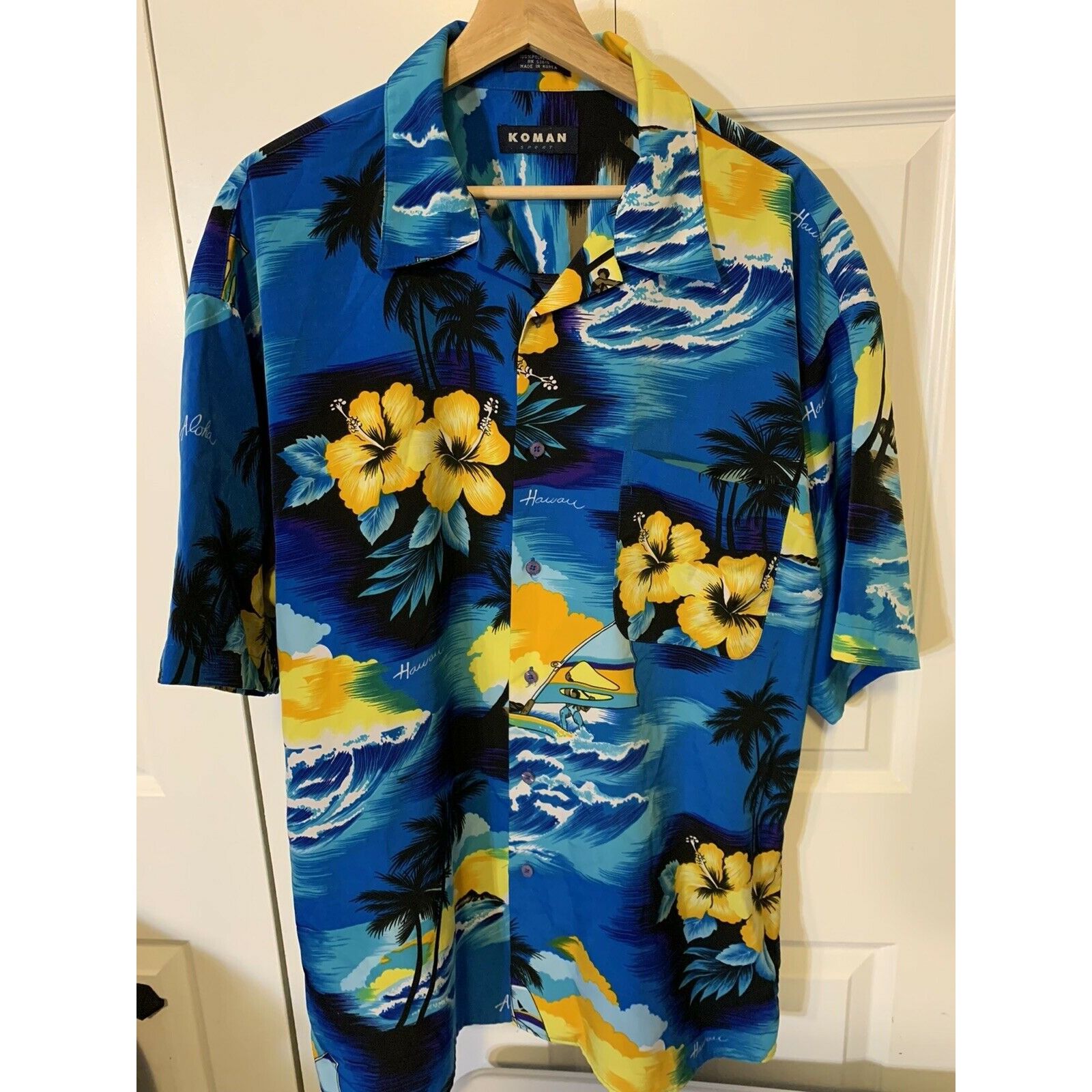 Koman Koman Sport Men’s Sz 2XL Blue Hawaiian Shirt Tropical Hawaii Size US XXL / EU 58 / 5 - 6 Thumbnail