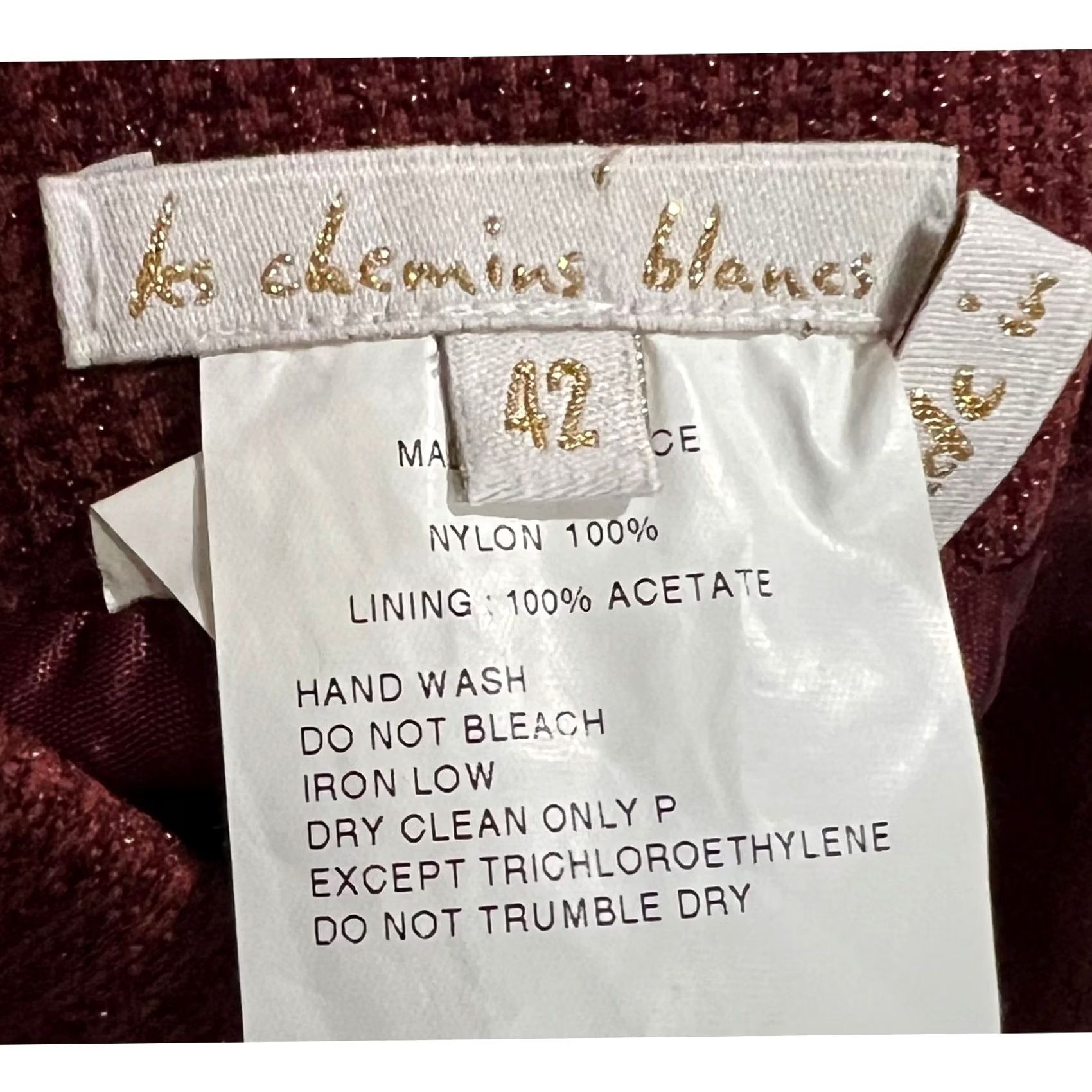 Vintage les chemins blancs Skirt Knee Length Maroon Burgundy Nylon Pencil Womens L Size Size 36" / US 14 / IT 50 - 7 Thumbnail