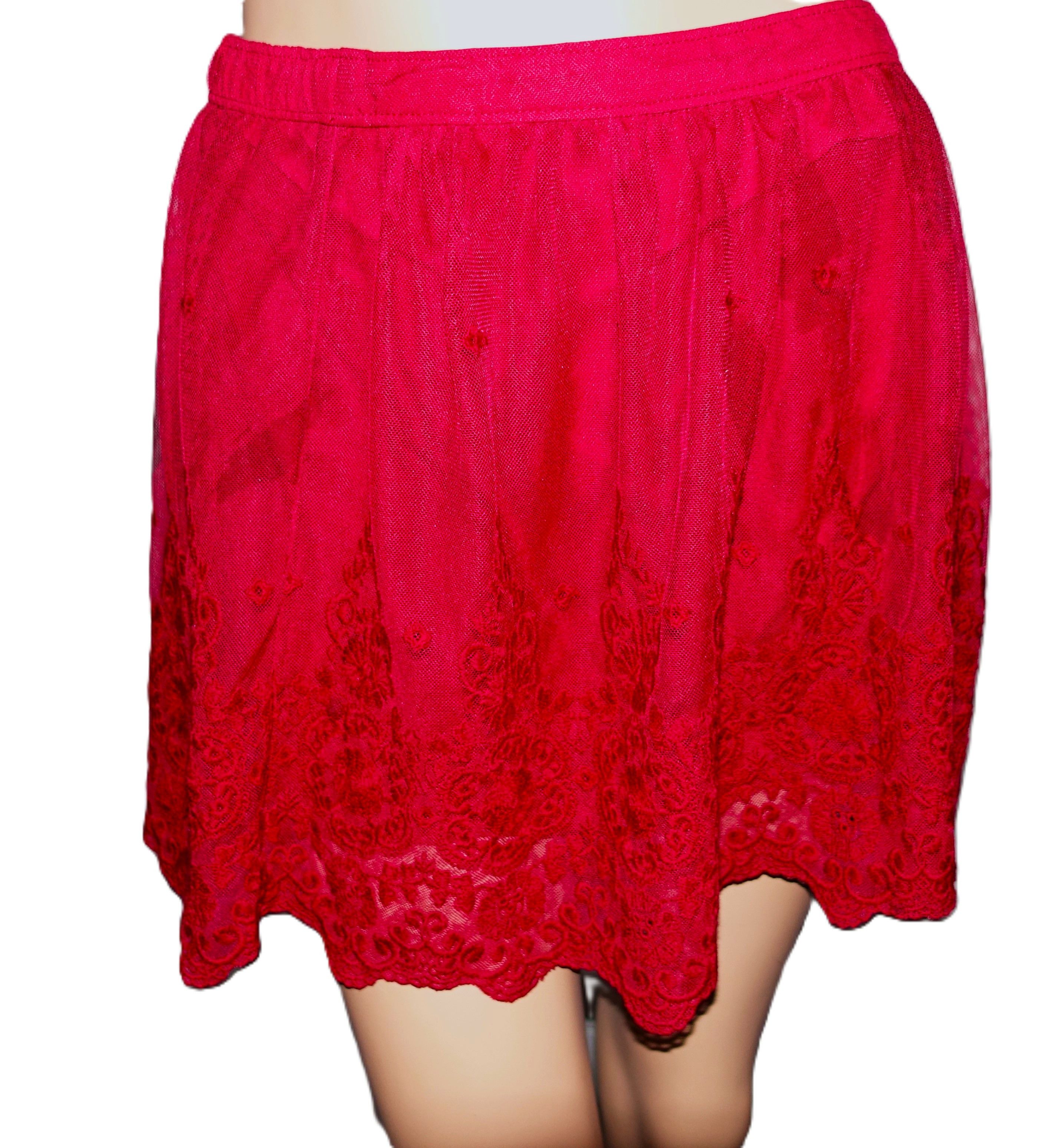 Hollister Hollister Red Embroidered Lace Skirt M Size 27" / US 4 / IT 40 - 1 Thumbnail