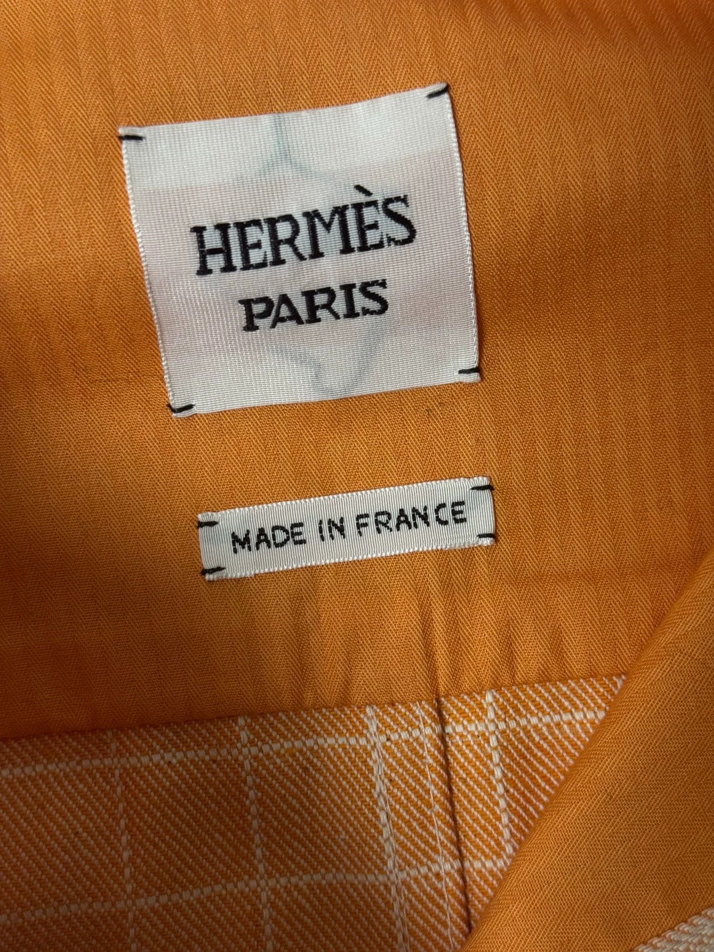 Hermes Hermès 25 FW Orange Check Denim Jacket 36 BNWT Size XS / US 0-2 / IT 36-38 - 3 Thumbnail
