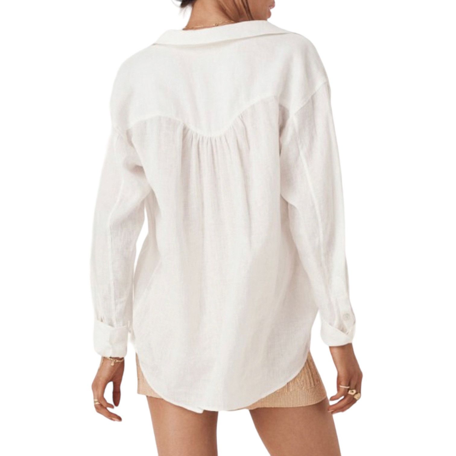 Spell Spell and the Gypsy Basic White Linen Blouse-Medium Size M / US 6-8 / IT 42-44 - 4 Thumbnail