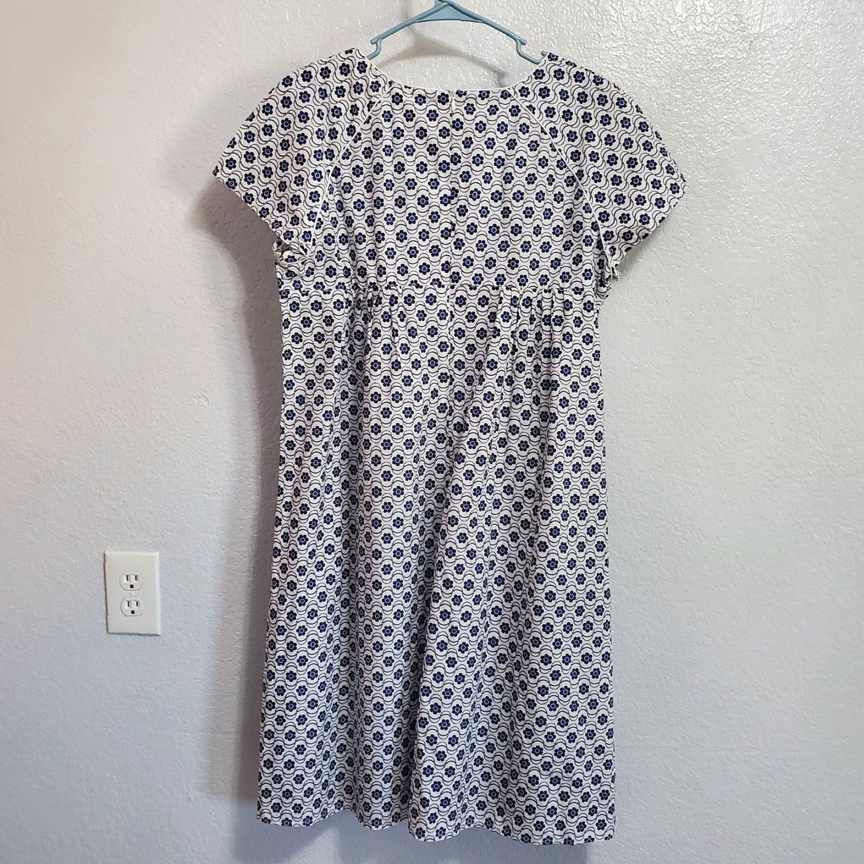 Vintage Molly Bracken Womens Dress White Blue Floral Woven Short Sleeve Casual Size XL Size 40" / US 18 - 5 Thumbnail