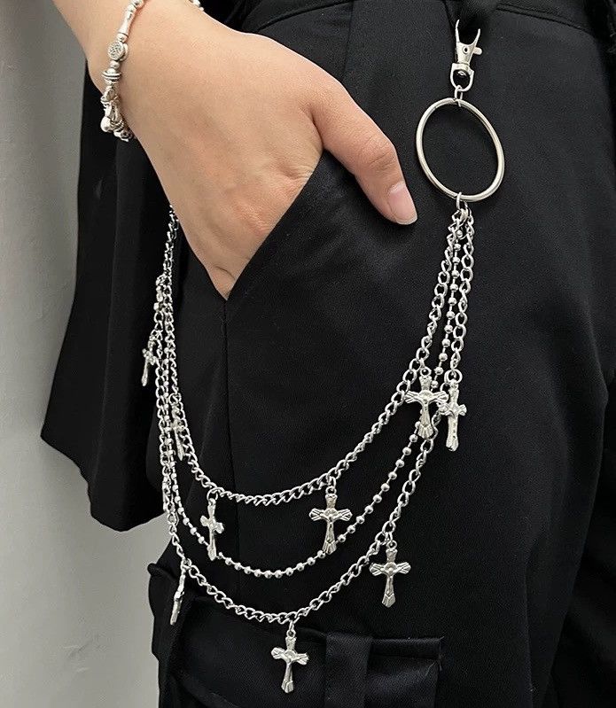 Japanese Brand Avant garde punk triple link cross pocket wallet chain Size ONE SIZE - 3 Thumbnail