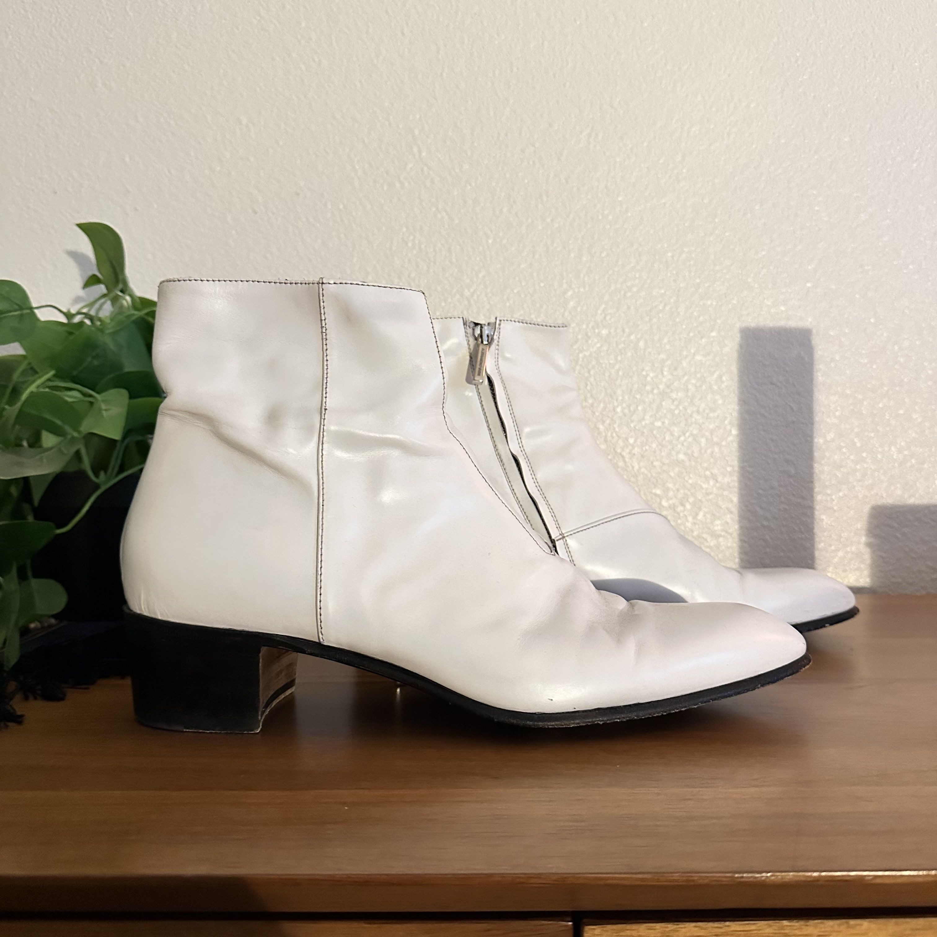 ALESSANDRO VASINI White Leather Chelsea Boot Size US 10.5 / EU 43-44 - 1 Thumbnail