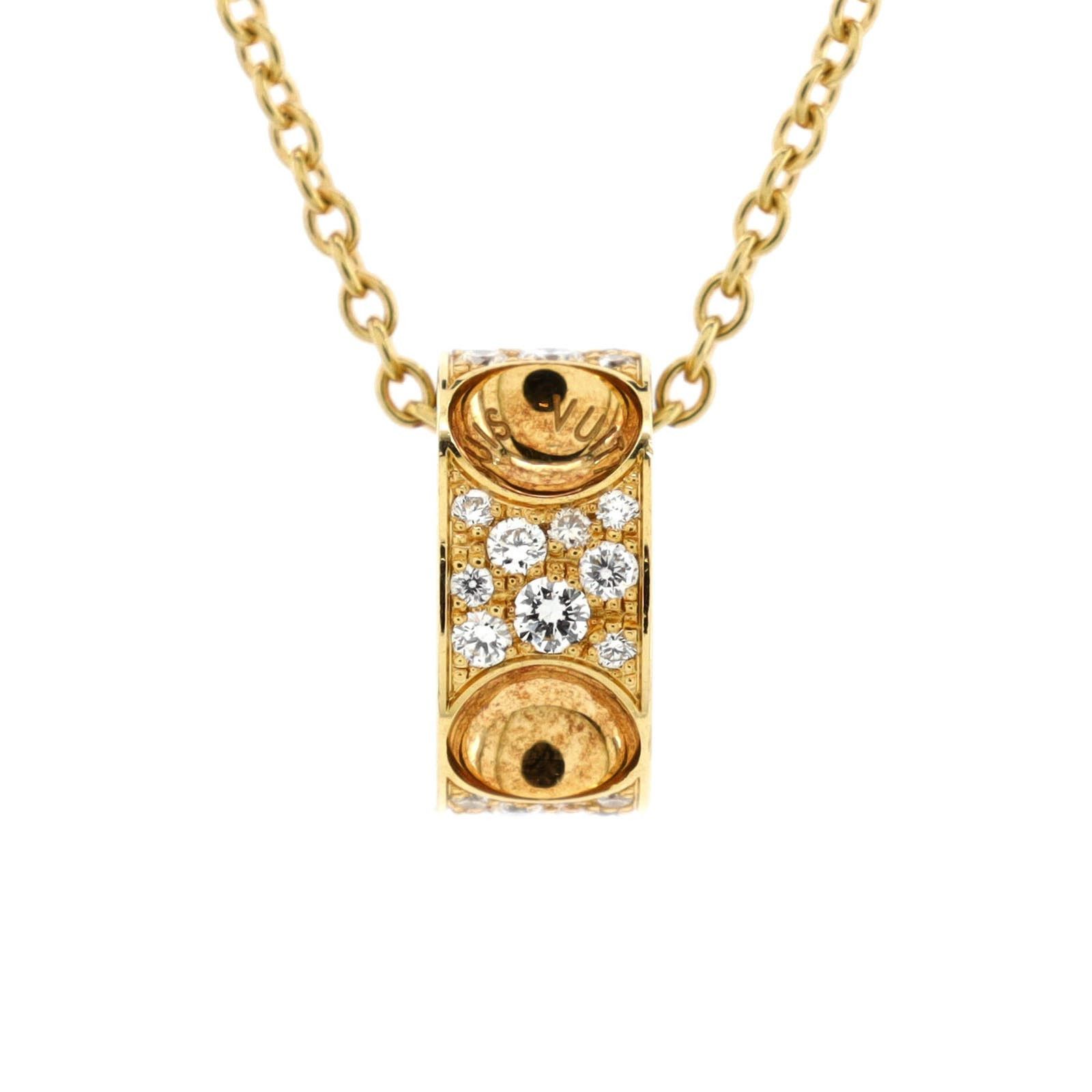 image of Louis Vuitton Empreinte Pendant Necklace 18K Yellow Gold With Pave, Women's