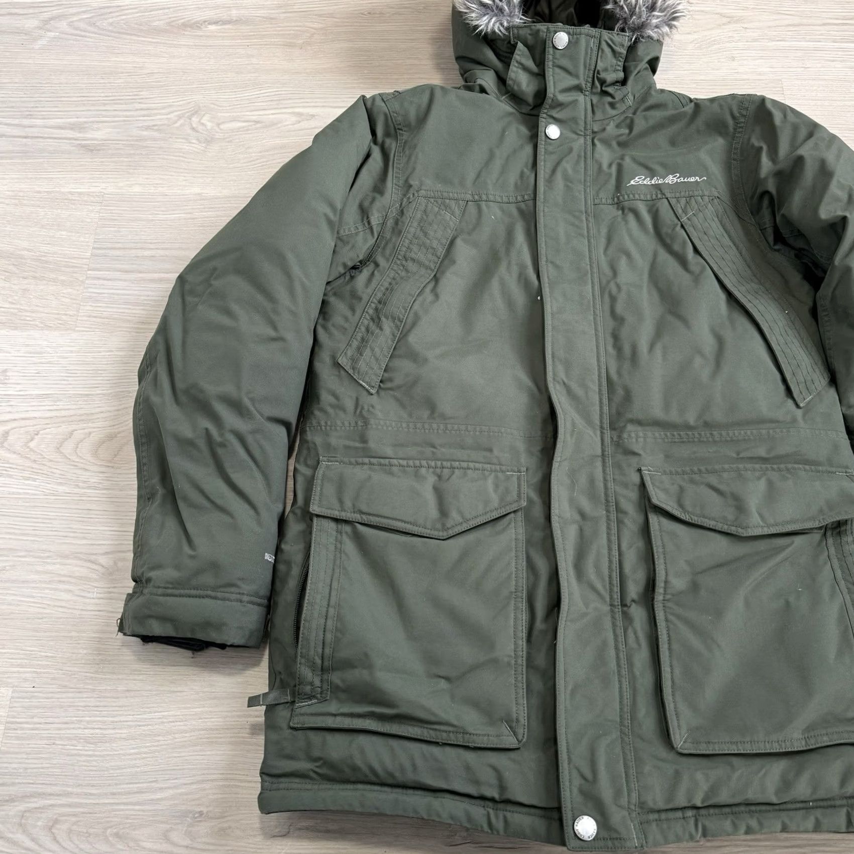 Eddie Bauer Eddie Bauer Parka Men Superior Down Weatheredge Hooded Snap Zipper Green S Parka Size S XS? Size US S / EU 44-46 / 1 - 2 Thumbnail