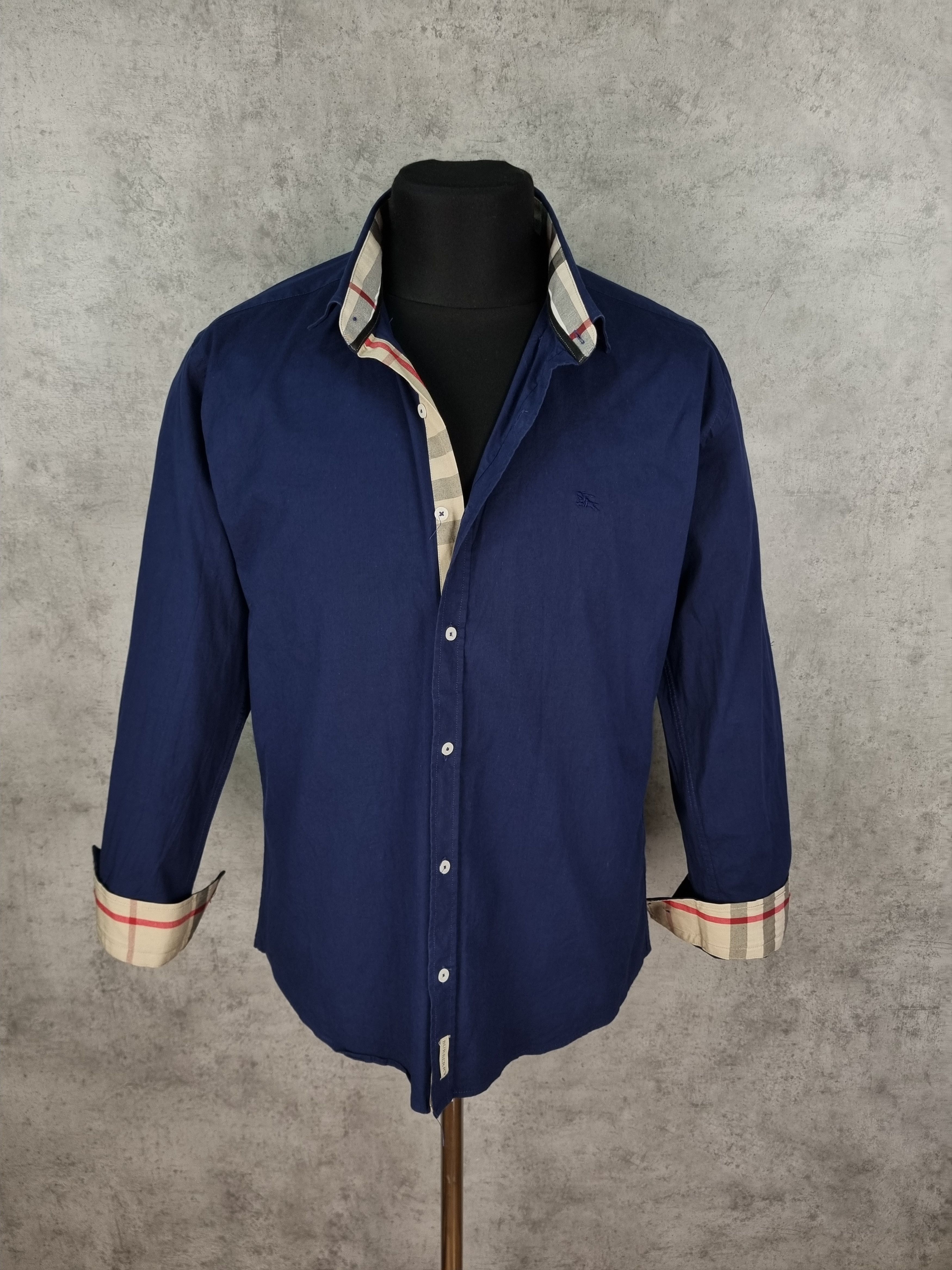 Burberry × Burberry Prorsum Burberry Navy Cotton Longsleeve Shirt Nova Check Size US L / EU 52-54 / 3 - 1 Thumbnail