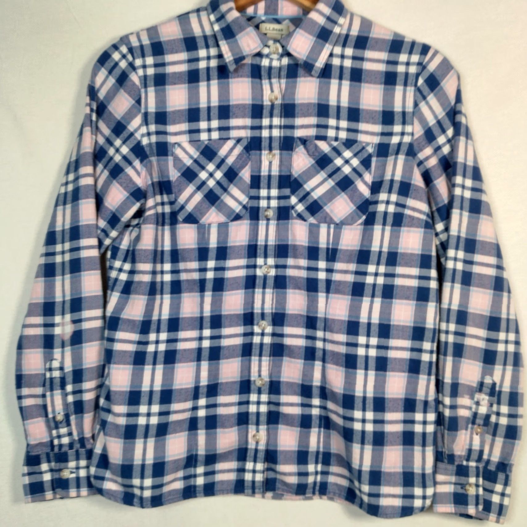 Vintage VINTAGE L.L. Bean Flannel Shirt Womens XXS Petite Pink Blue Plaid Workwear Casual Long Sleeve Size XXS / US 00 / IT 34 - 2 Thumbnail