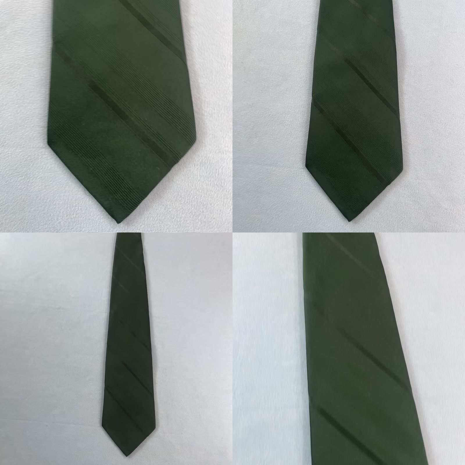 Vintage VINTAGE The White House Necktie Silk Tie Solid Green Repp Stripe Capsule 4x56 Men Tie Size ONE SIZE - 9 Thumbnail