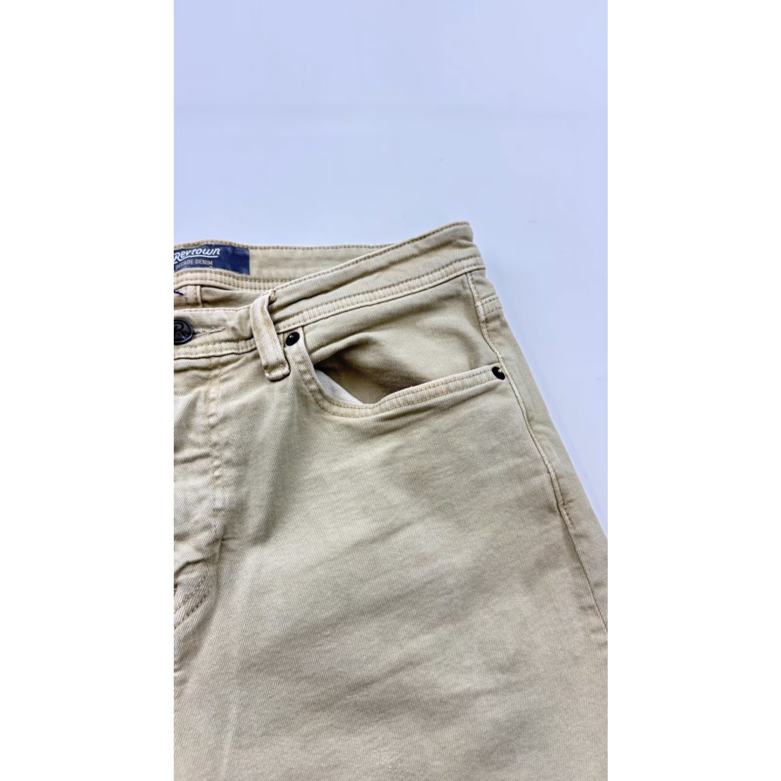 Denime Revtown Jeans Mens 33x30 Khaki Sharp Decade Denim Slim Stretch Casual Pants Size US 33 - 4 Thumbnail
