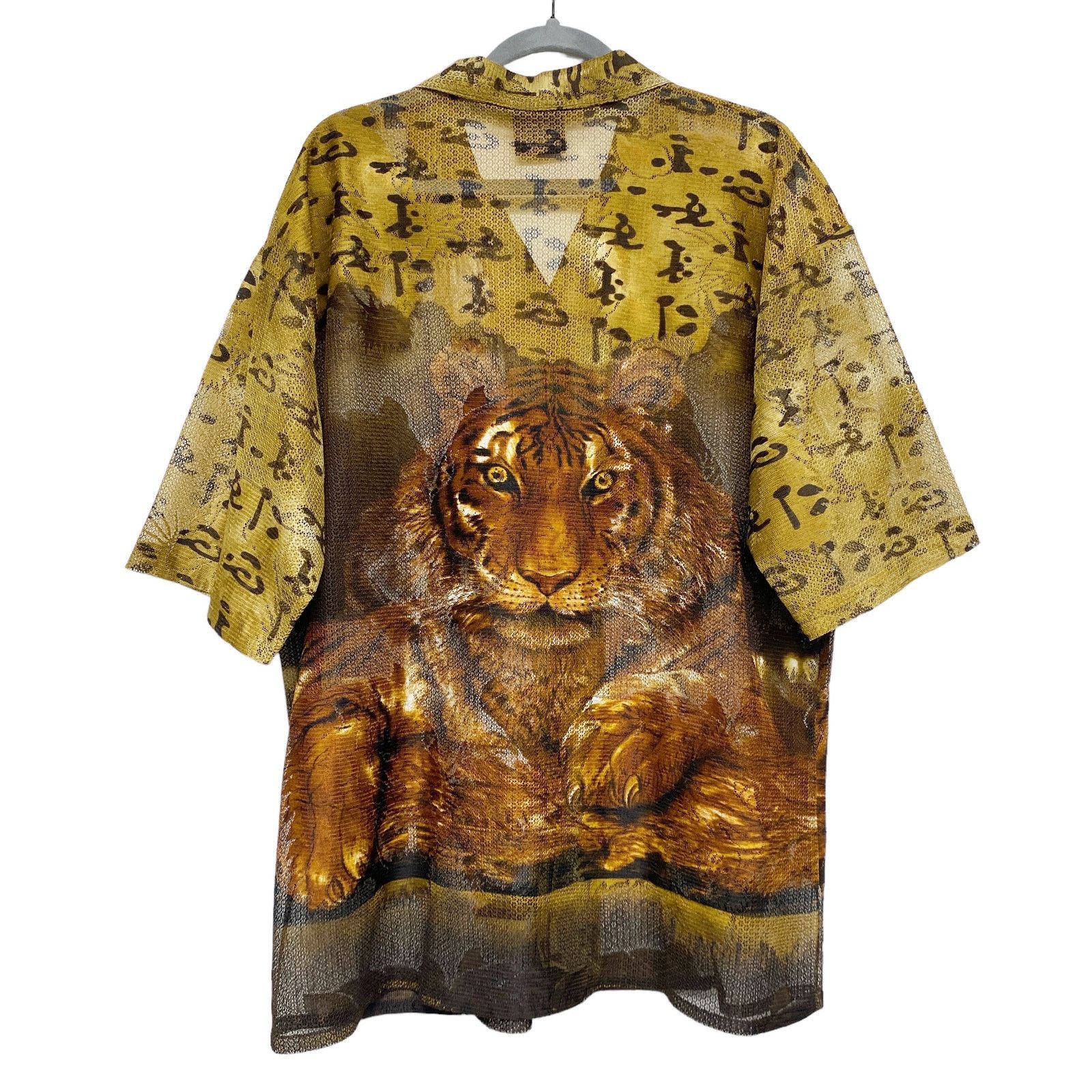 Vintage Vintage Hop Lite Sheer Mesh Tiger Print Button Up Shirt Size US XL / EU 56 / 4 - 4 Thumbnail