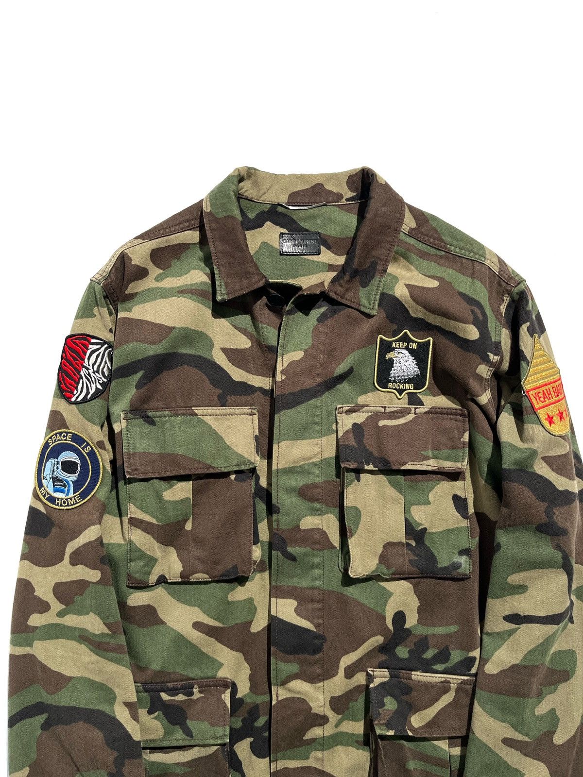 Hedi Slimane × Saint Laurent Paris SS16 Saint Laurent Surf Sound M65 Camo Patched Jacket Size US M / EU 48-50 / 2 - 3 Thumbnail