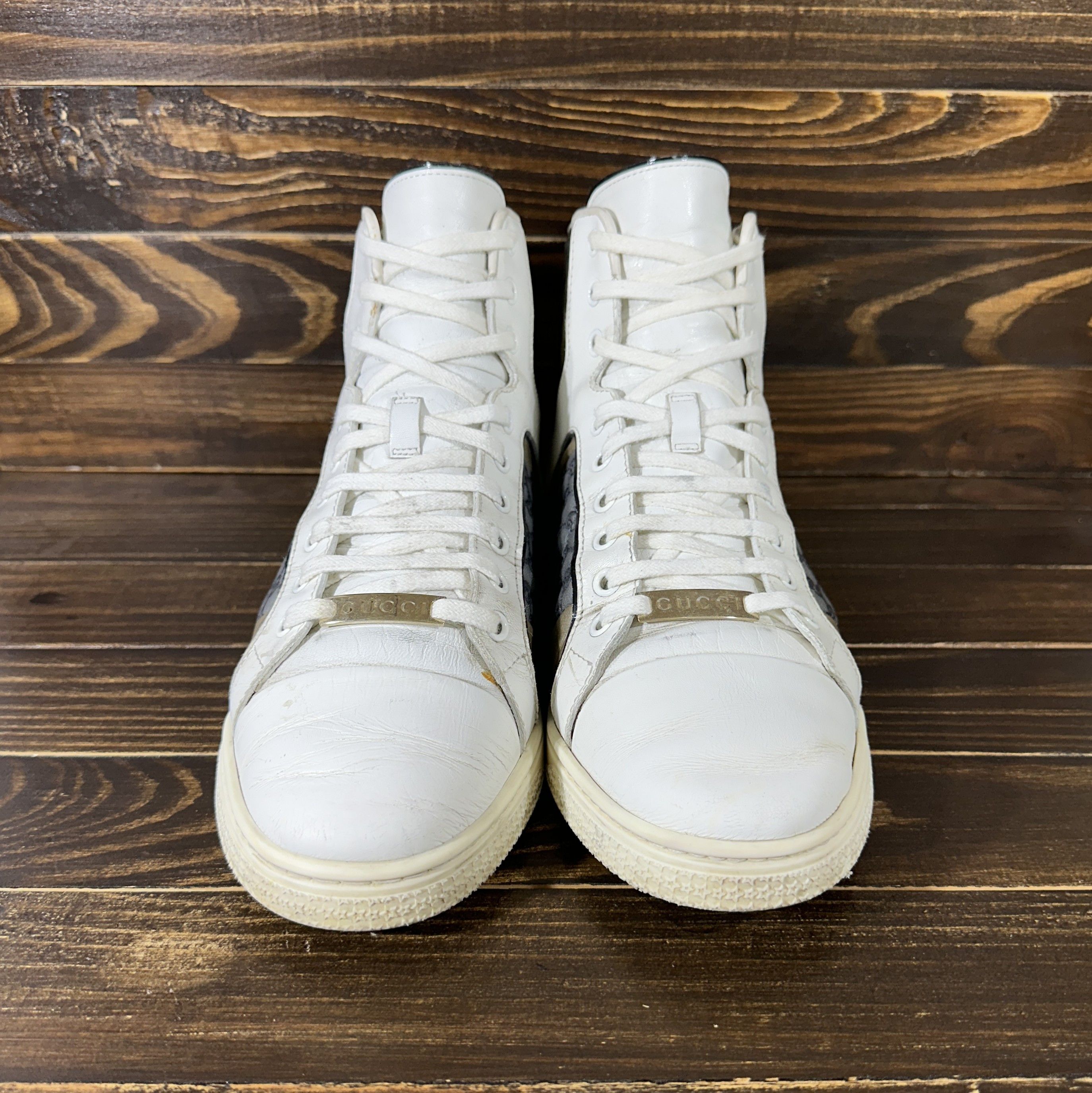 Gucci × Leather GUCCI Guccissima Monogram Leather Hi-Top Sneakers Italy Size US 9.5 / IT 39.5 - 19 Thumbnail