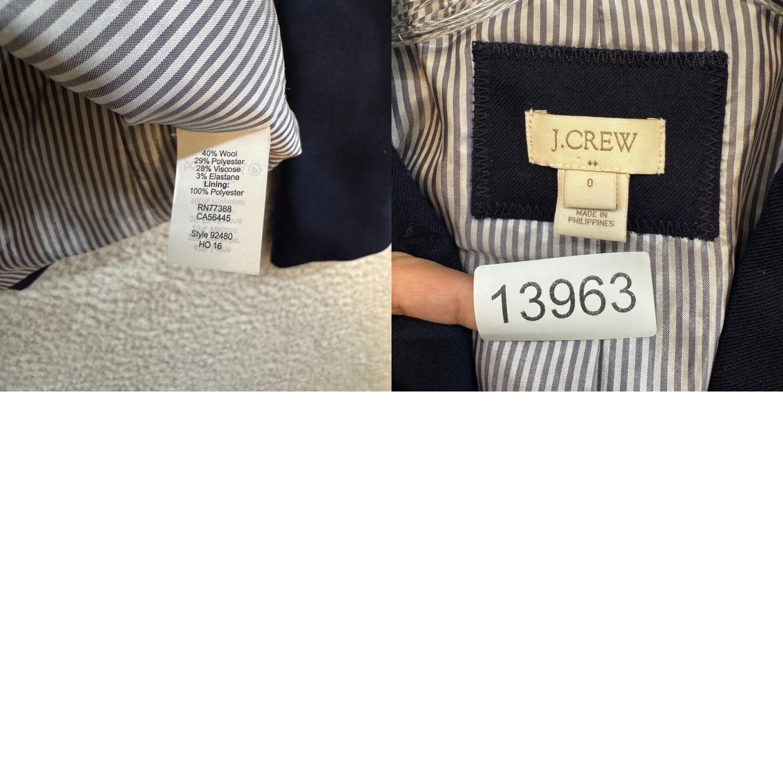 J.Crew J.CREW Schoolboy Blazer 0 Womens Navy Blue Wool Blend Gold Crest Buttons Lined Blazer Size XS / US 0-2 / IT 36-38 - 8 Thumbnail