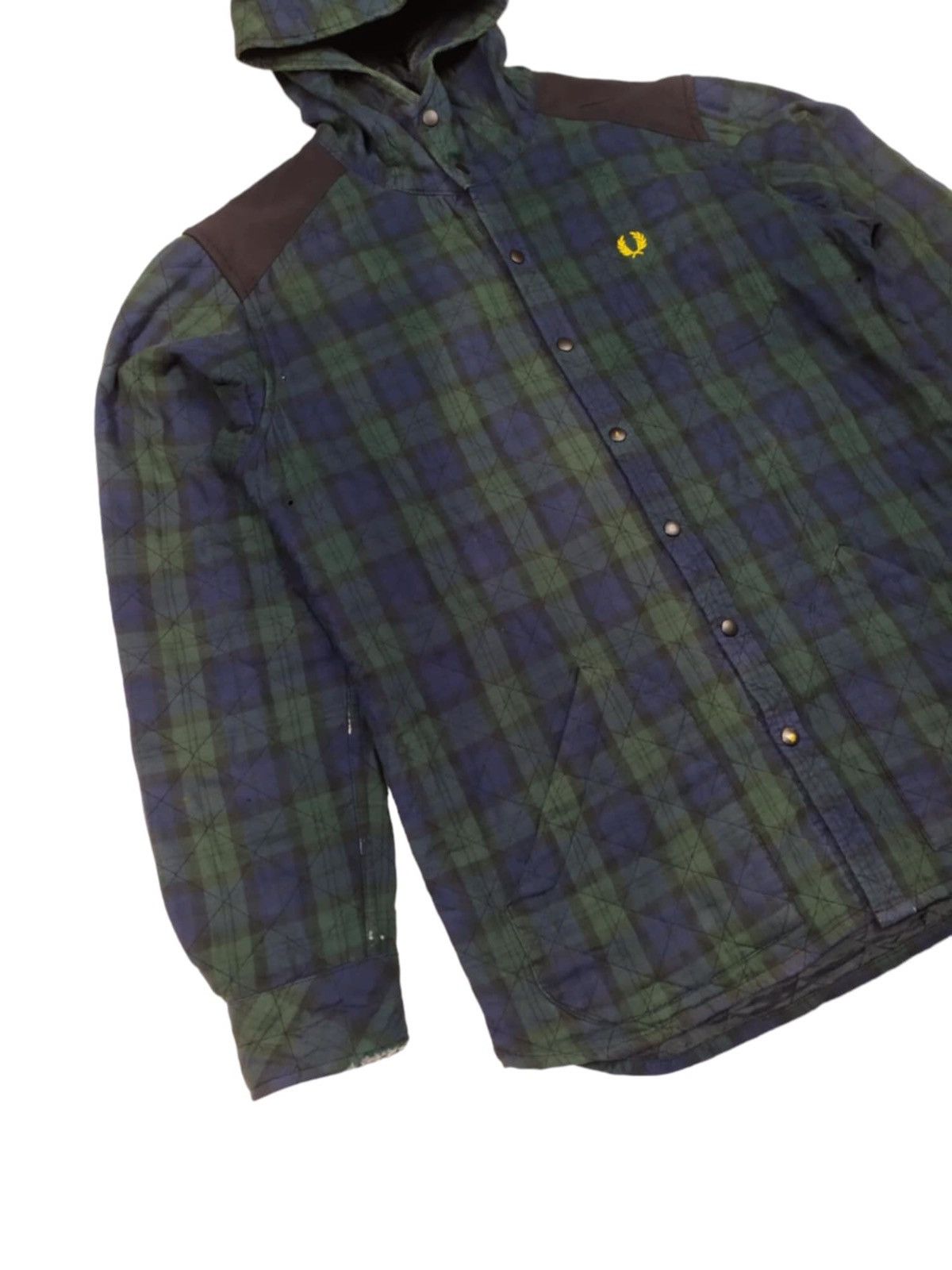 Fred Perry × Vintage VINTAGE Fred Perry Quilte Distressed Hooded Jacket Size US XL / EU 56 / 4 - 4 Thumbnail