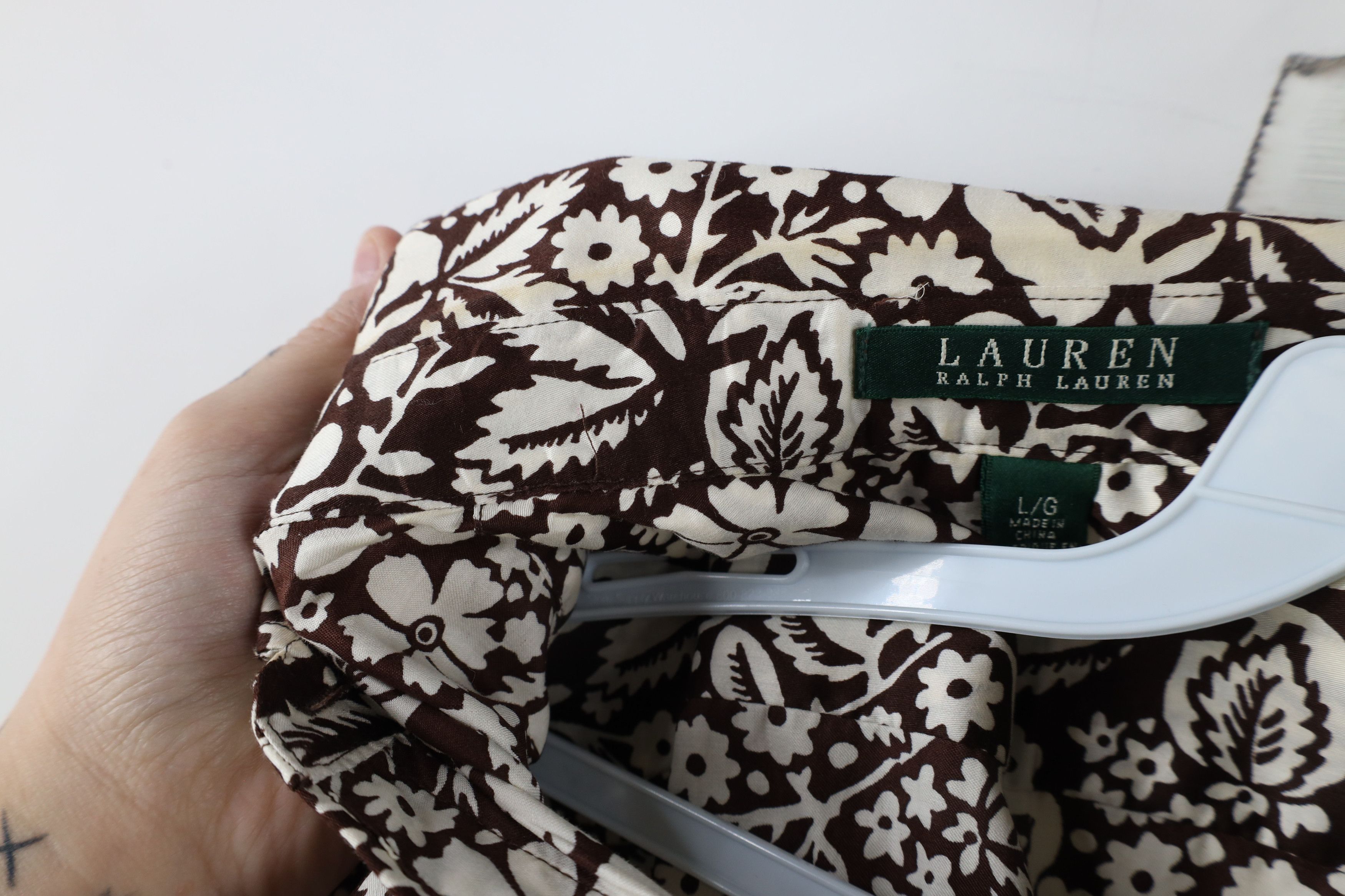 Ralph Lauren × Vintage Vintage 90s Ralph Lauren Flower All Over Print Button Shirt Size L / US 10 / IT 46 - 6 Thumbnail
