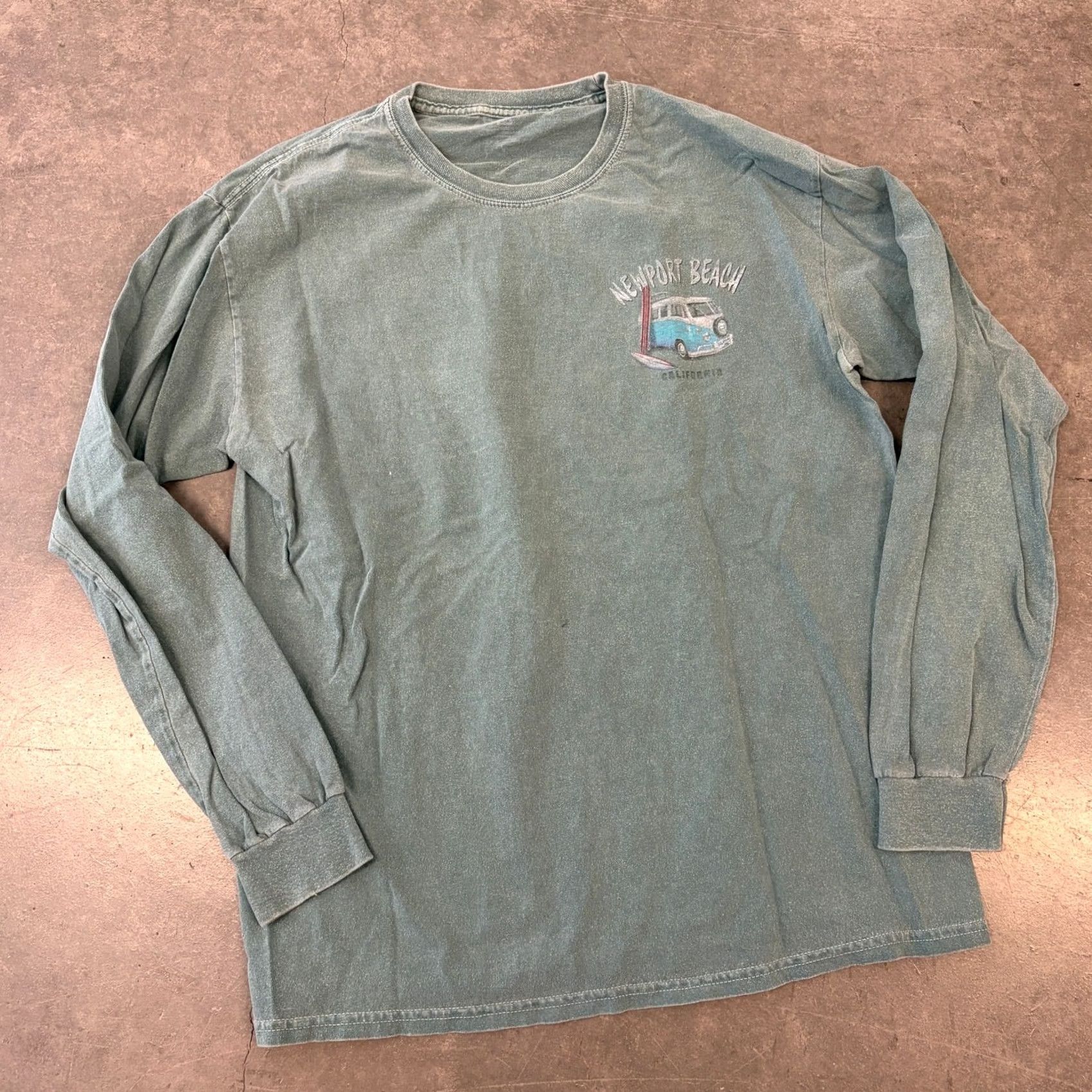 Vintage VINTAGE Y2K Newport Beach California Muted Green Longsleeve Graphic Tee Men's L Shirt Size US L / EU 52-54 / 3 - 2 Thumbnail