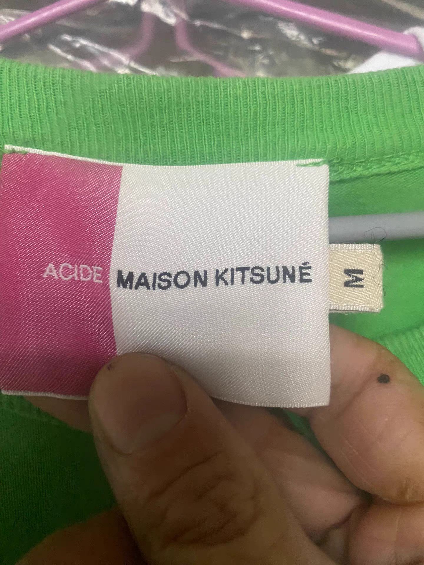 Maison Kitsune Maison Kitsuné Fluorescent Green T-Shirt K10 Size US M / EU 48-50 / 2 - 2 Thumbnail