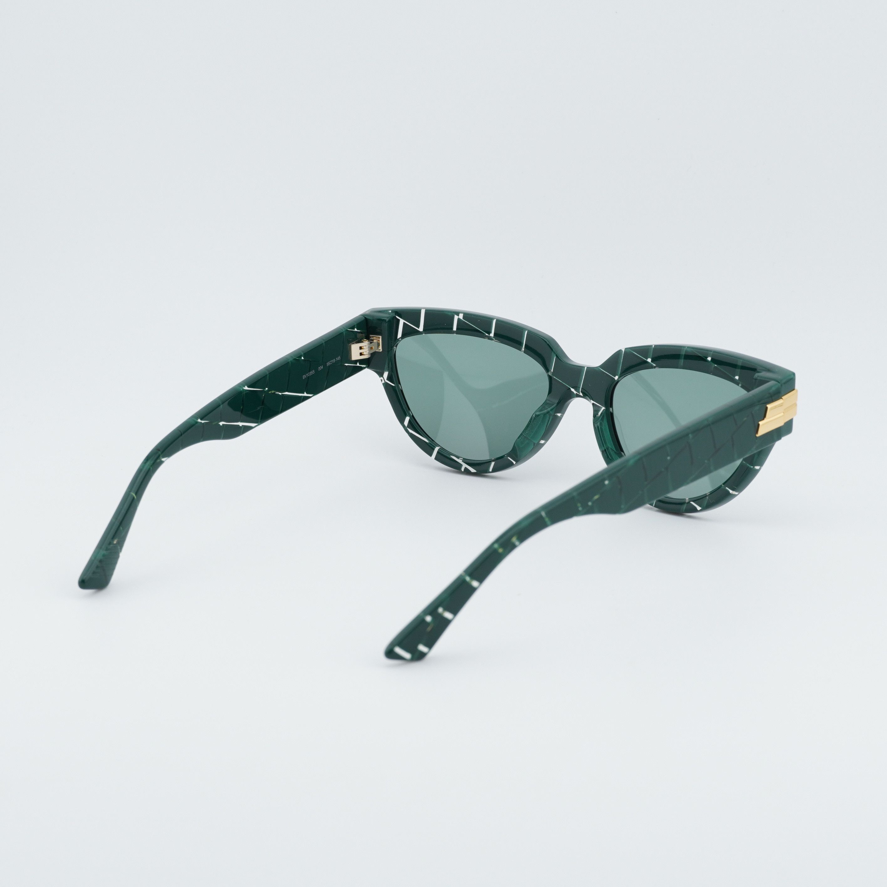 Bottega Veneta Bottega Veneta BV1035S 004 Sunglasses Green Cat Eye Frame Size ONE SIZE - 3 Thumbnail