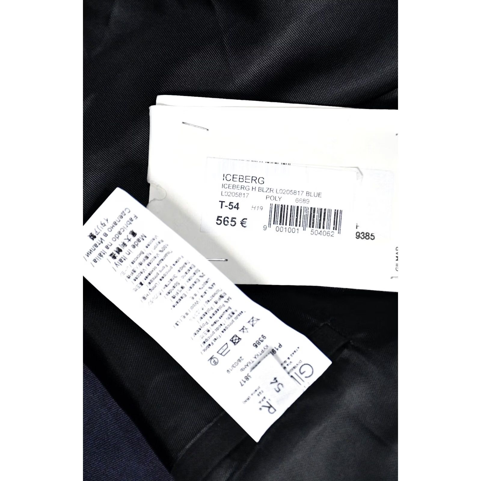 Vintage Iceberg Blazer Jacket Men Blue 54 Wool Solid 54 54%Polyester 44%Wool 2%Elastane Cream?? Size 54R - 5 Thumbnail