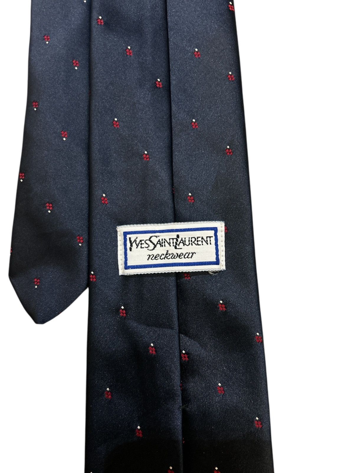 Yves Saint Laurent Yves Saint Laurent Navy Micro-Pattern Necktie Size ONE SIZE - 5 Thumbnail