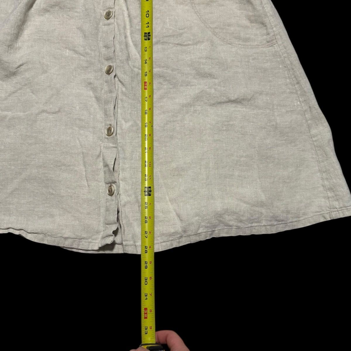 FLAX FLAX Button Front Off-White Linen Skirt Women's L 36" Waist Size 36" / US 14 / IT 50 - 6 Thumbnail