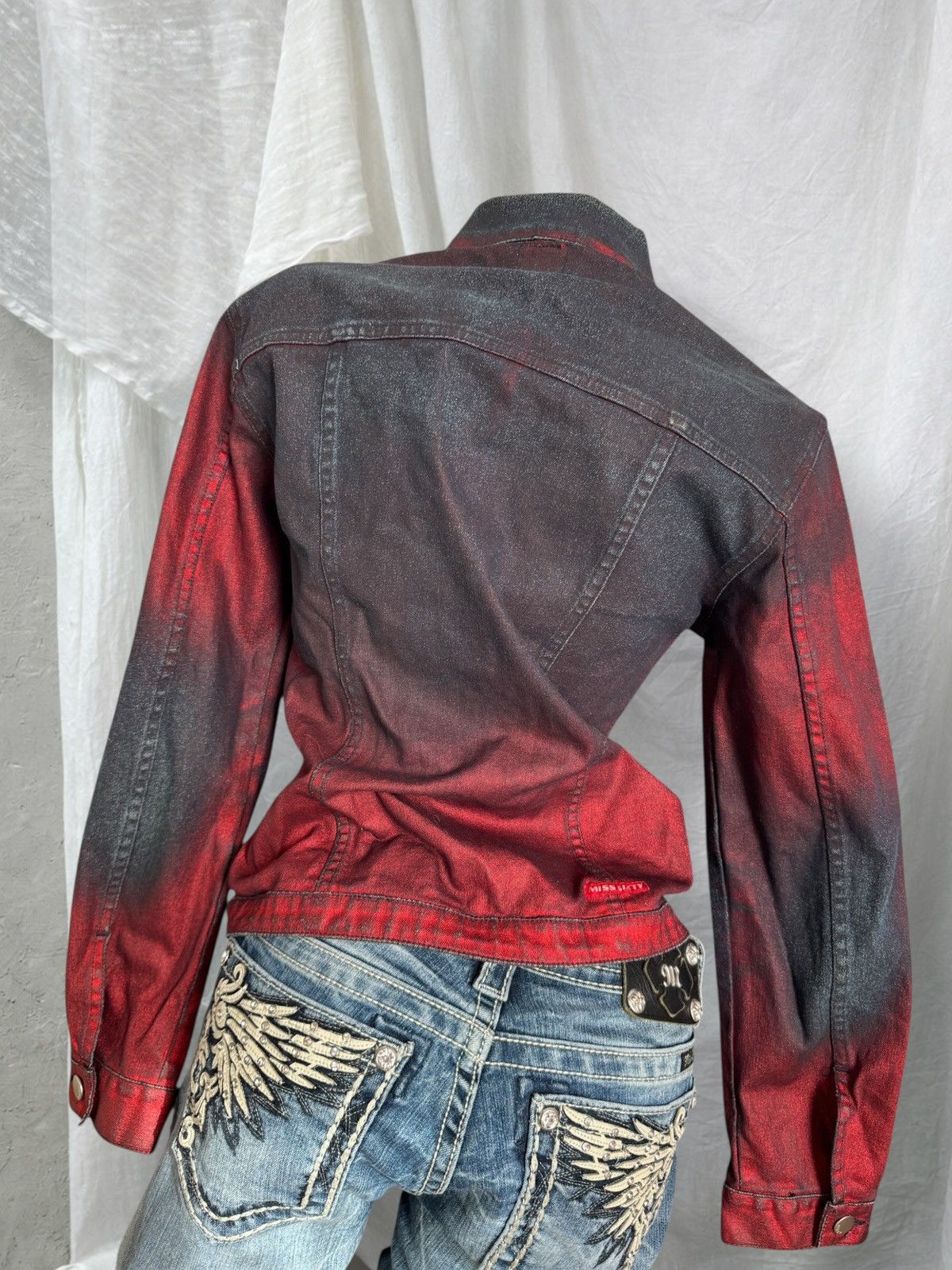 Miss Sixty Y2K Miss Sixty Vintage Red and Blue Acid Washed Denim Jacket Size S / US 4 / IT 40 - 6 Thumbnail