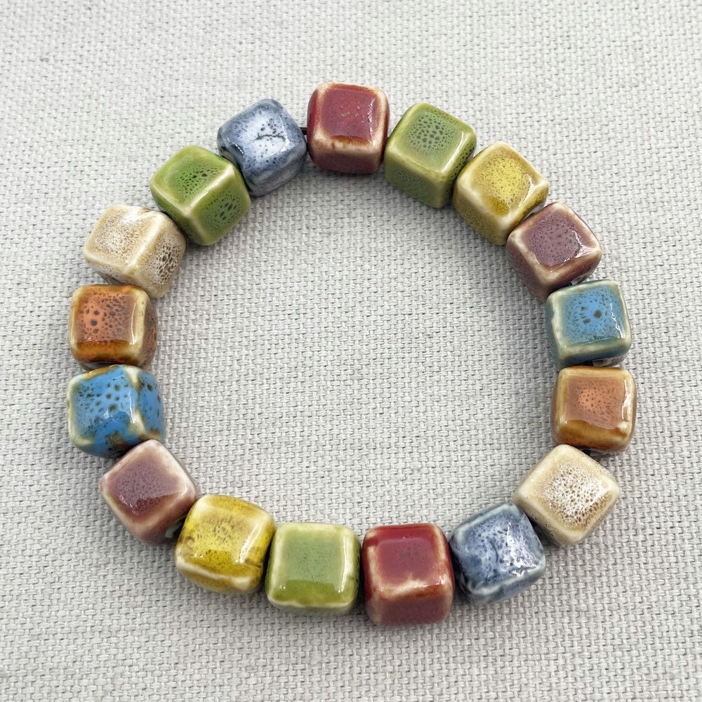 Jewelry MultiColor Ceramic Beaded Bracelet, Handmade Beads Size ONE SIZE - 2 Thumbnail