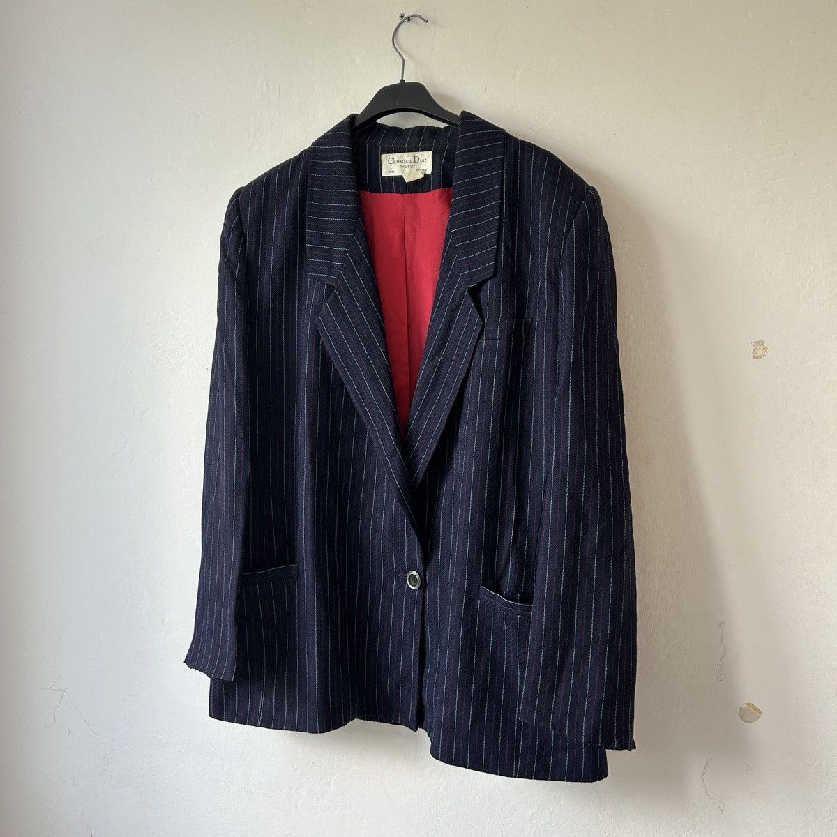 Dior 70s Silk Christian Dior blazer navy striped Size XL / US 12-14 / IT 48-50 - 4 Thumbnail