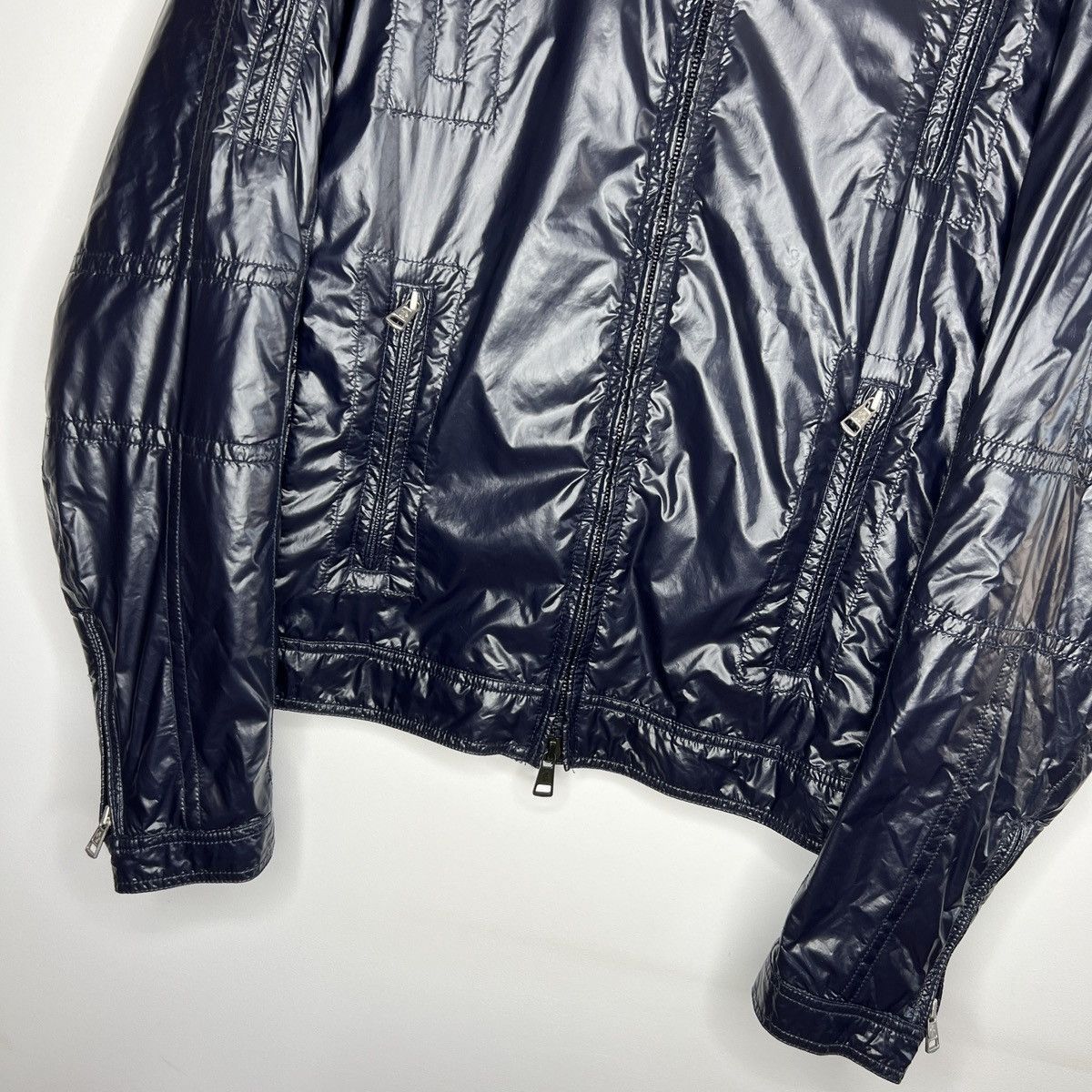 Moncler Moncler Nylon Bomber Navy Jacket Logo Shiny Rare Hype Size US M / EU 48-50 / 2 - 6 Thumbnail