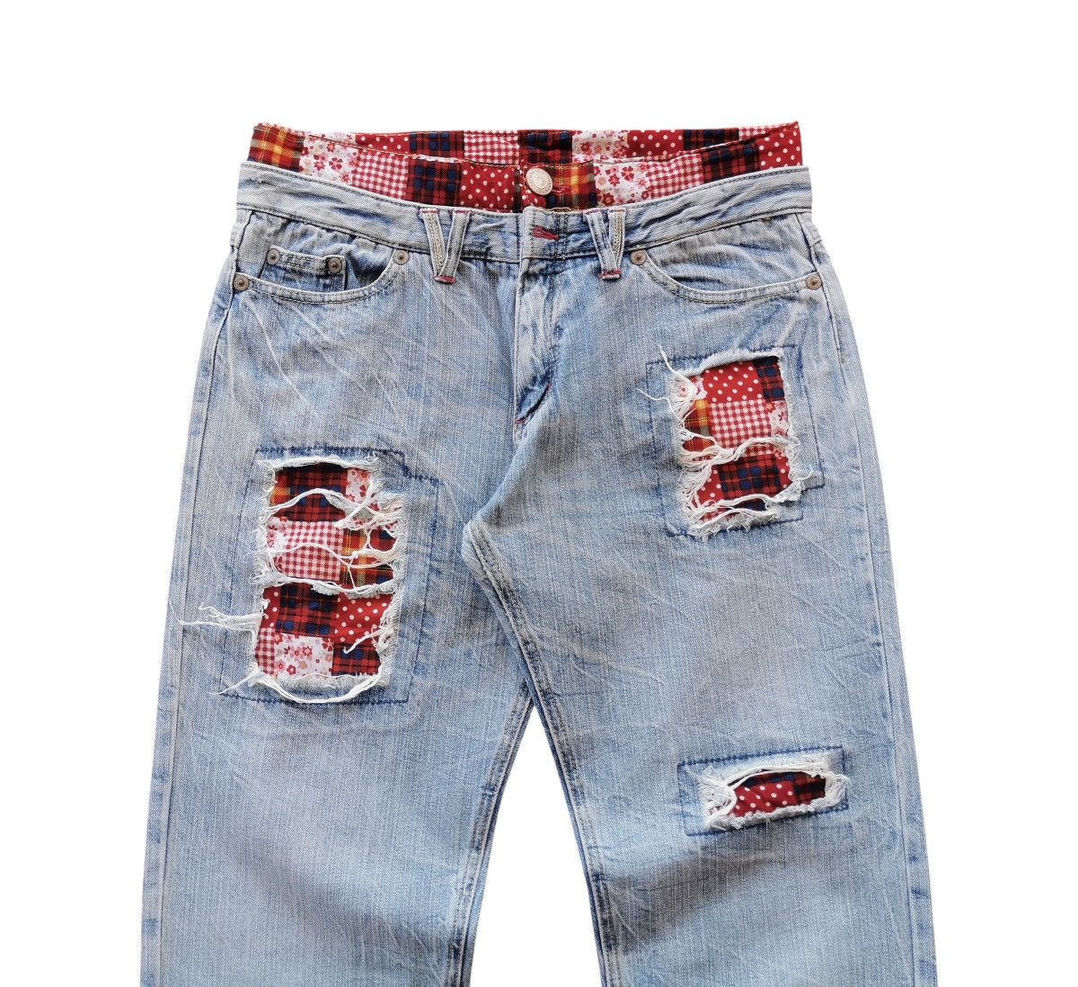 Japanese Brand Double Waist Patchwork Denim Jeans Lookalike Kapital Size US 32 / EU 48 - 2 Thumbnail