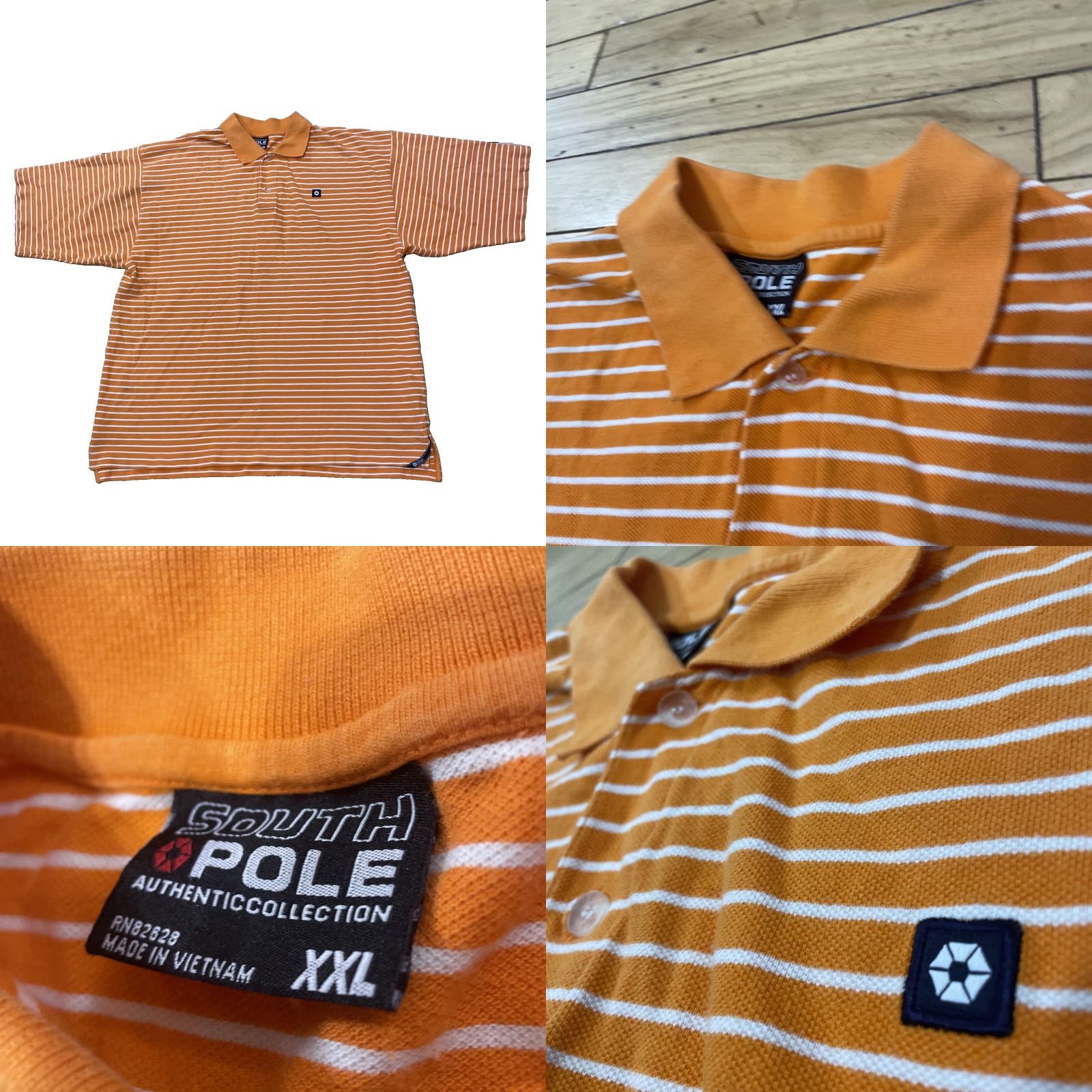 Southpole SOUTHPOLE Polo Shirt Men's 2XL Orange Stripe Stretch Knit Y2K Streetwear Short Sleeve Collared Polo Shirt Size US XXL / EU 58 / 5 - 9 Thumbnail