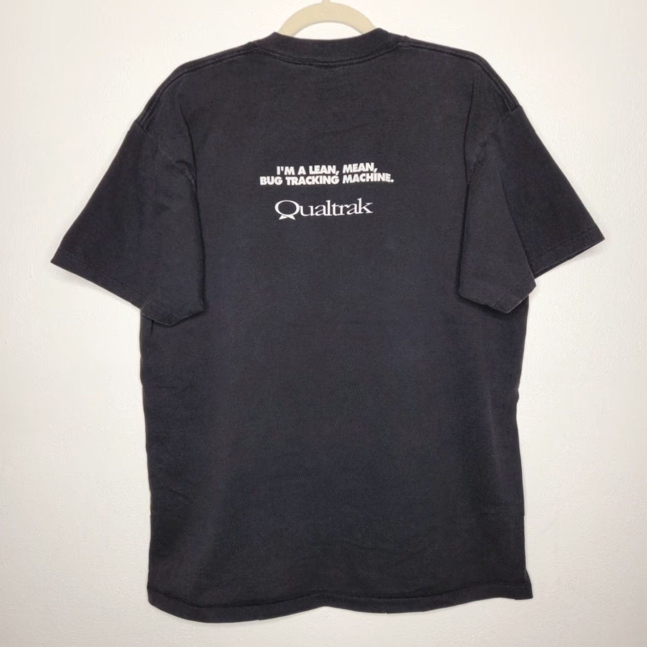 Vintage VINTAGE Oneita Black Art Shirt XL Mens Double Sided Tech Qualtrak Bug Eating Machine Computer Size US XL / EU 56 / 4 - 5 Thumbnail