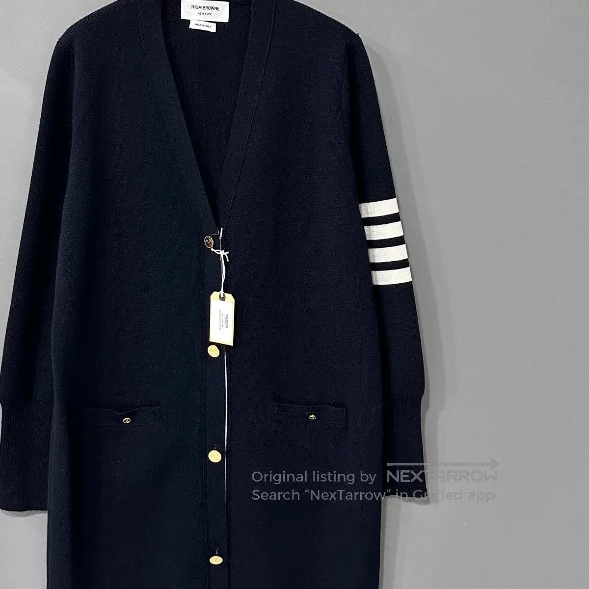 Thom Browne navy long cardigan with stripes by Thom Browne. Size US M / EU 48-50 / 2 - 2 Thumbnail