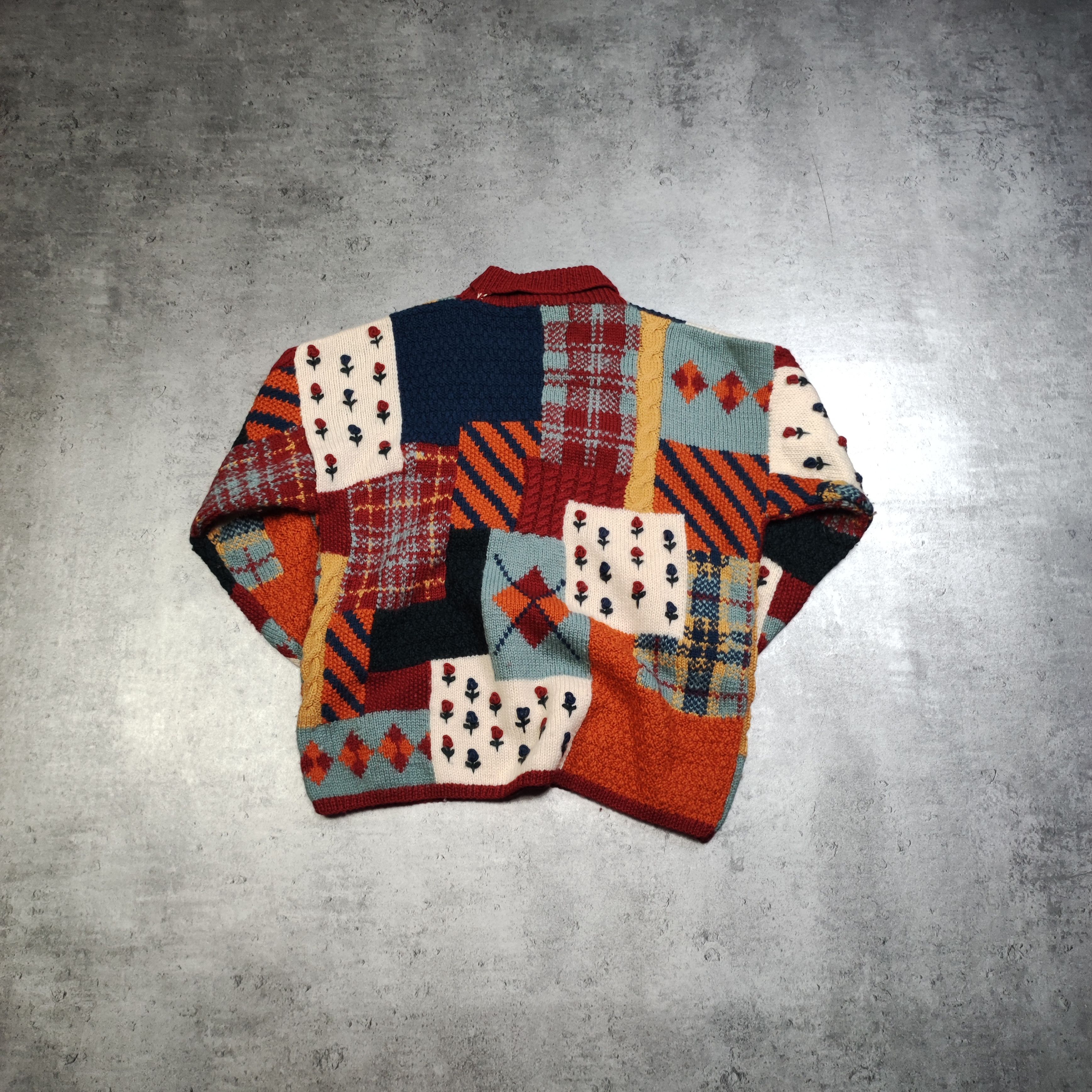 Vintage Vintage RARE 90s Avant Garde Hand Made Wool Knit Sweater Size US M / EU 48-50 / 2 - 9 Thumbnail