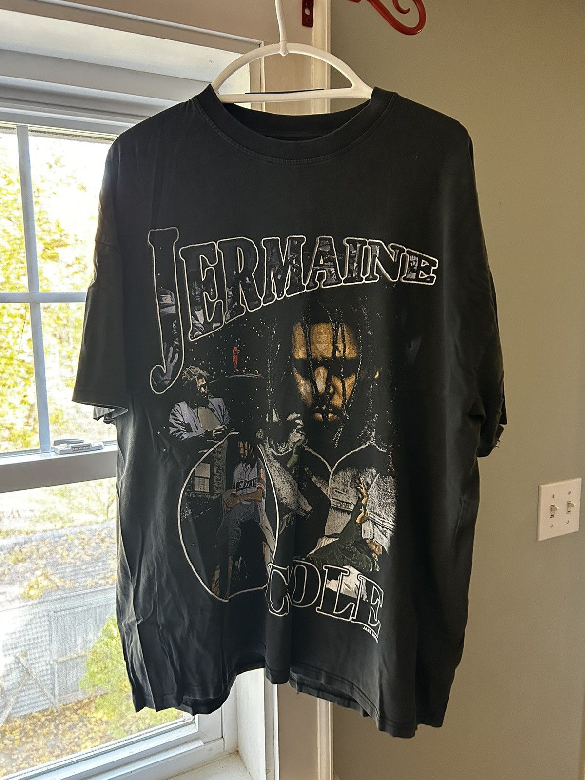 image of Rap Tees x Vintage Jaee Editz ‘Jcole’ Rap Tee in Washed Black, Men's (Size Large)