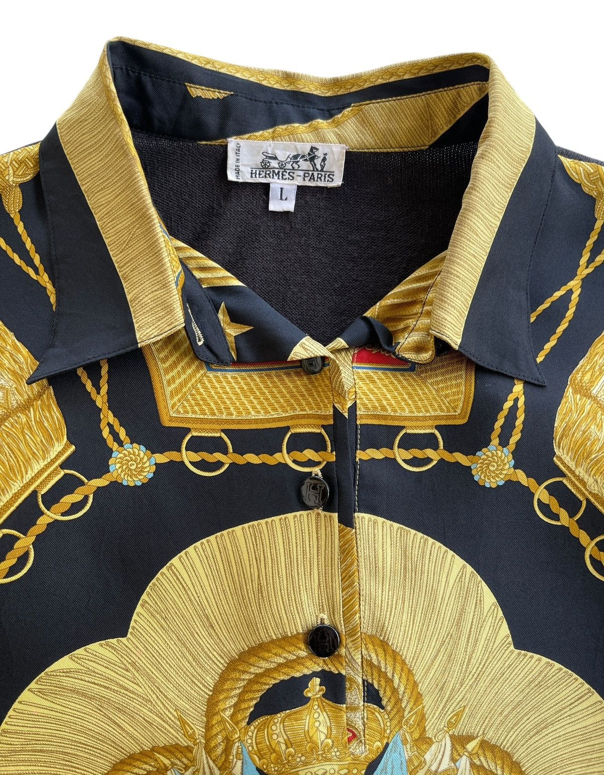 Hermes 1990s Hermes Chemise Silk Shirt Size L / US 10 / IT 46 - 7 Thumbnail