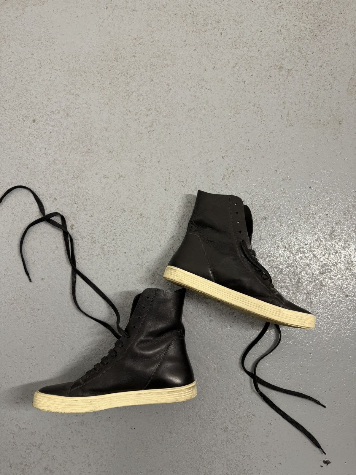 Rick Owens Rick Owens Mastodon Leather High Sneakers Size US 10.5 / IT 40.5 - 11 Thumbnail