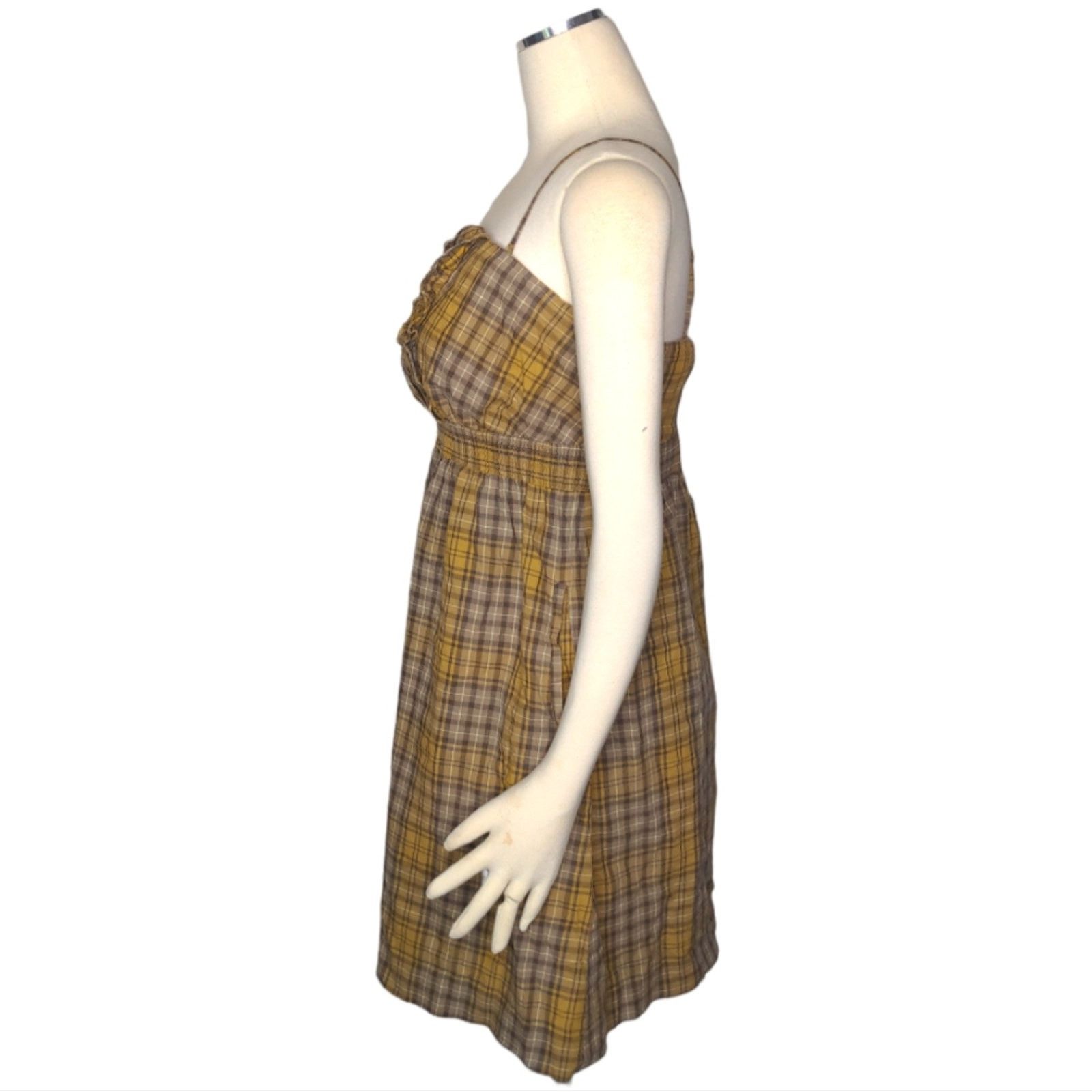 Anthropologie ANTHROPOLOGIE MAEVE Yellow Plaid Spaghetti Strap Dress Size M / US 6-8 / IT 42-44 - 3 Thumbnail